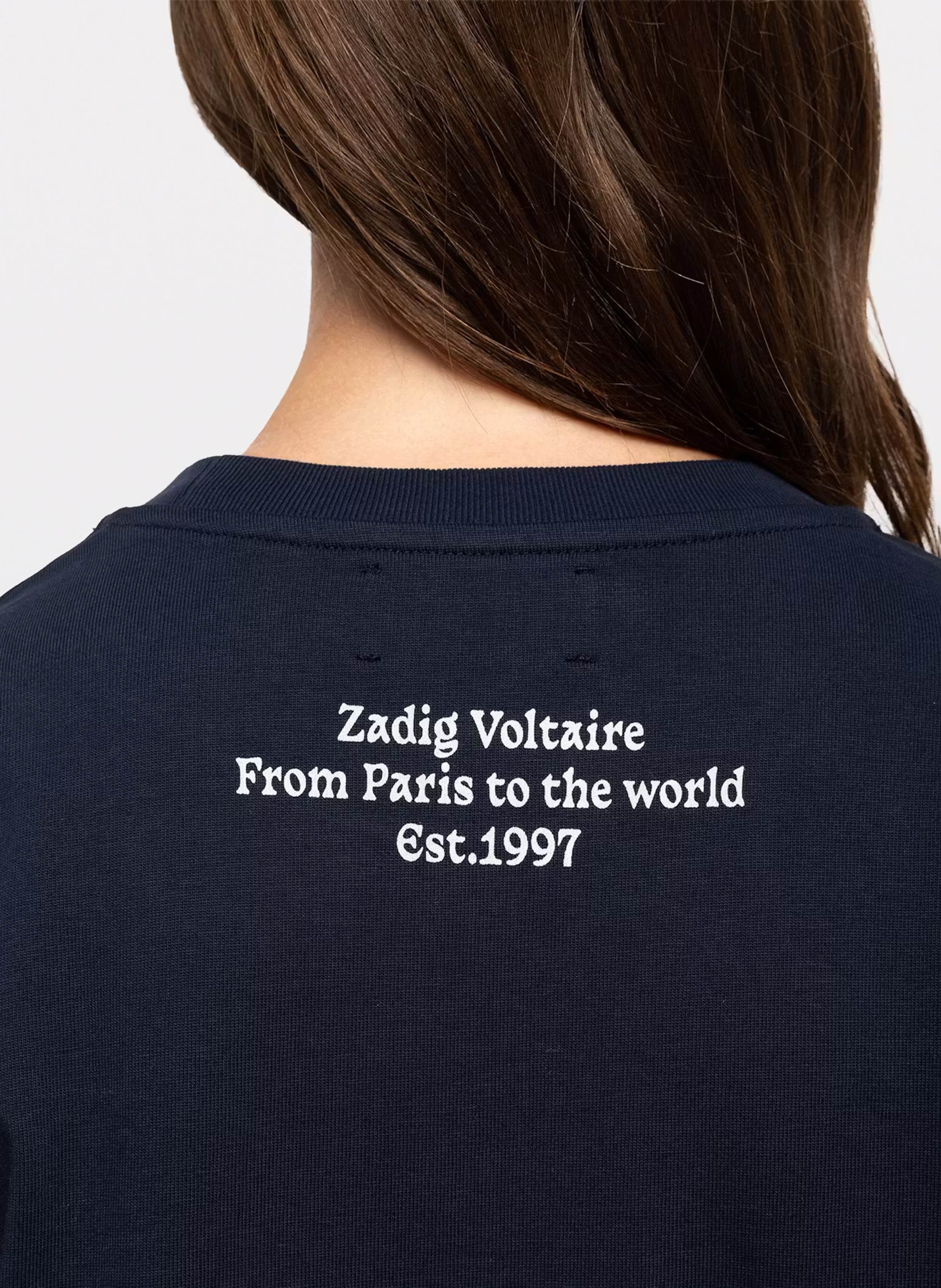 Tee-shirt col rond en coton ZADIG&VOLTAIRE Bleu