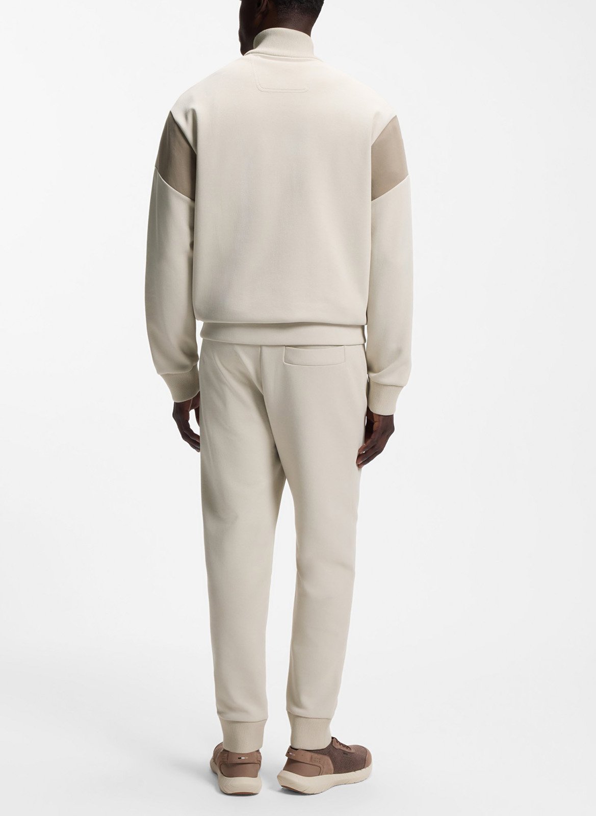 Sweat col montant en coton mélangé BOSS Beige