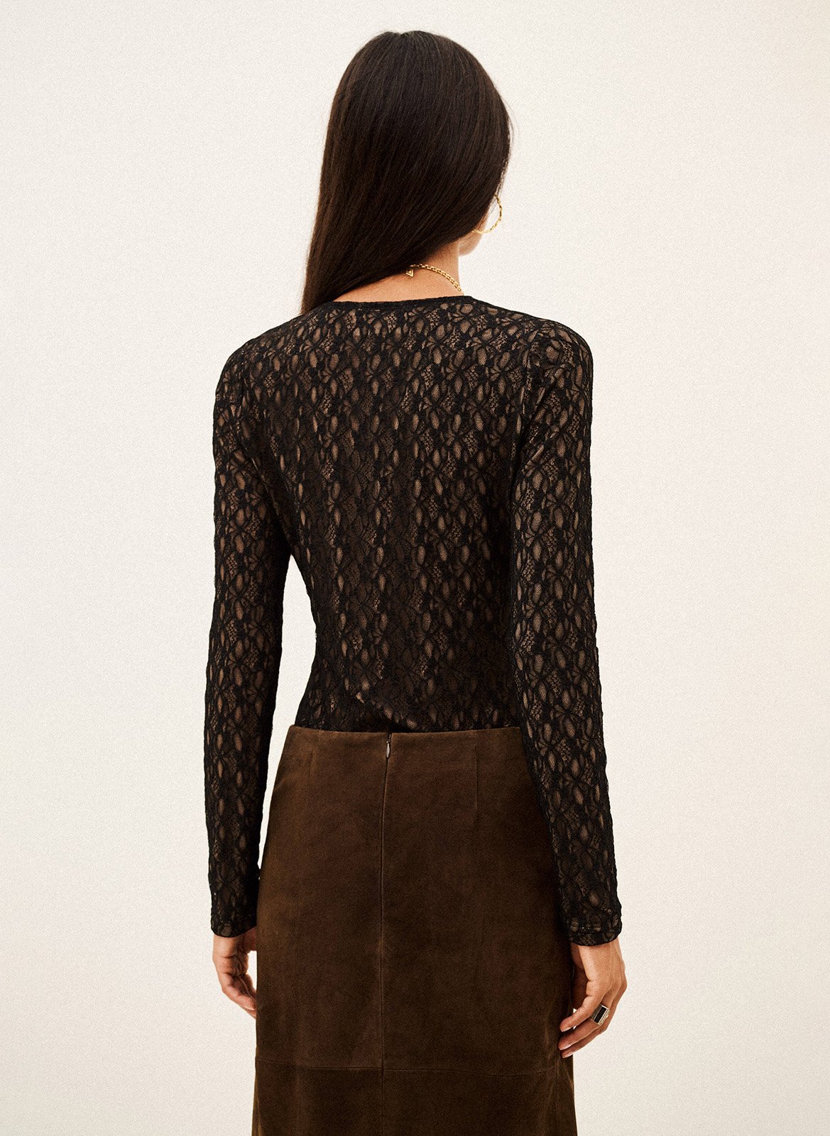 Body manches longues en dentelle  BA&SH Noir