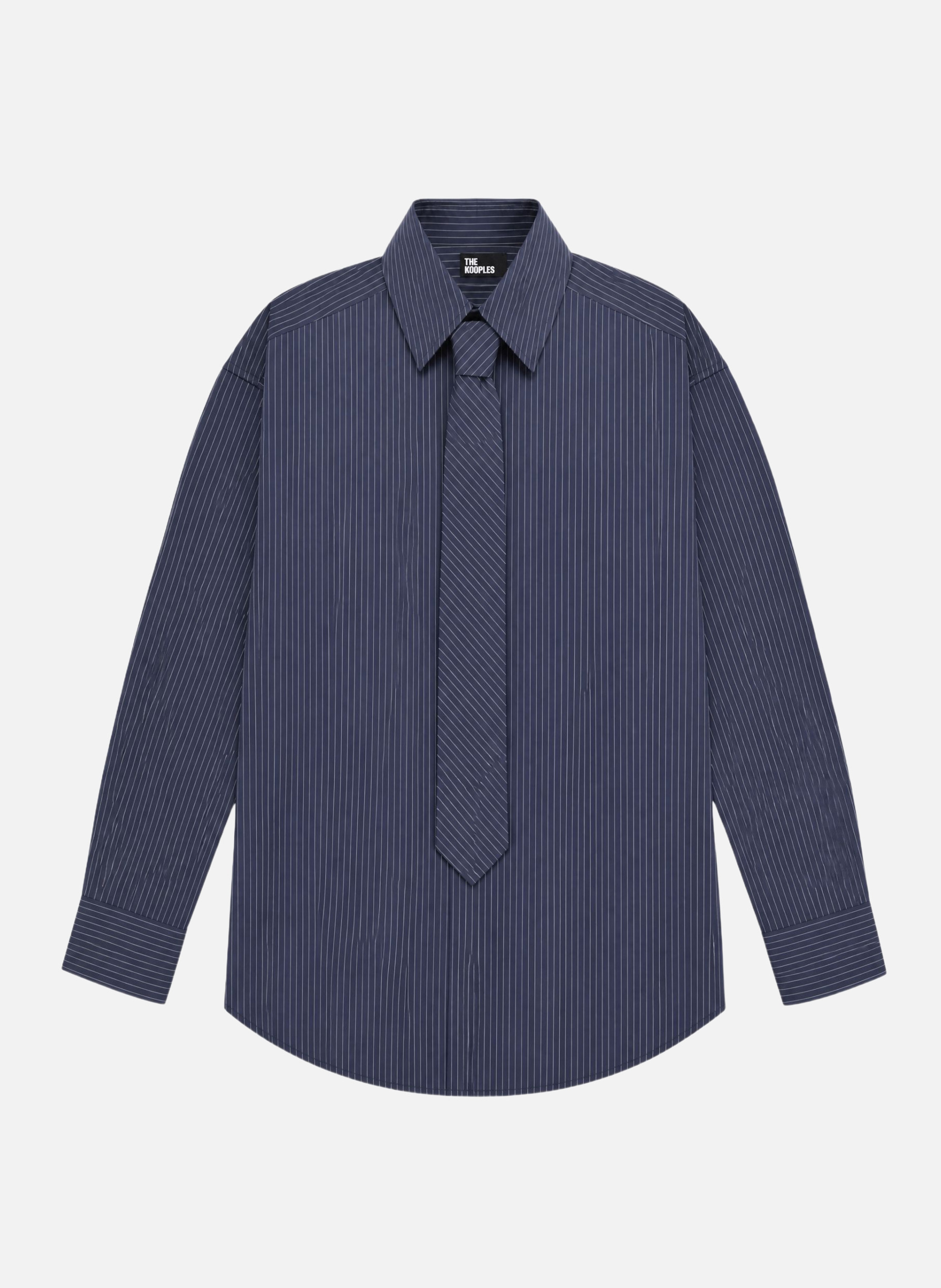 Striped cotton shirt with tie | Blue THE KOOPLES Women