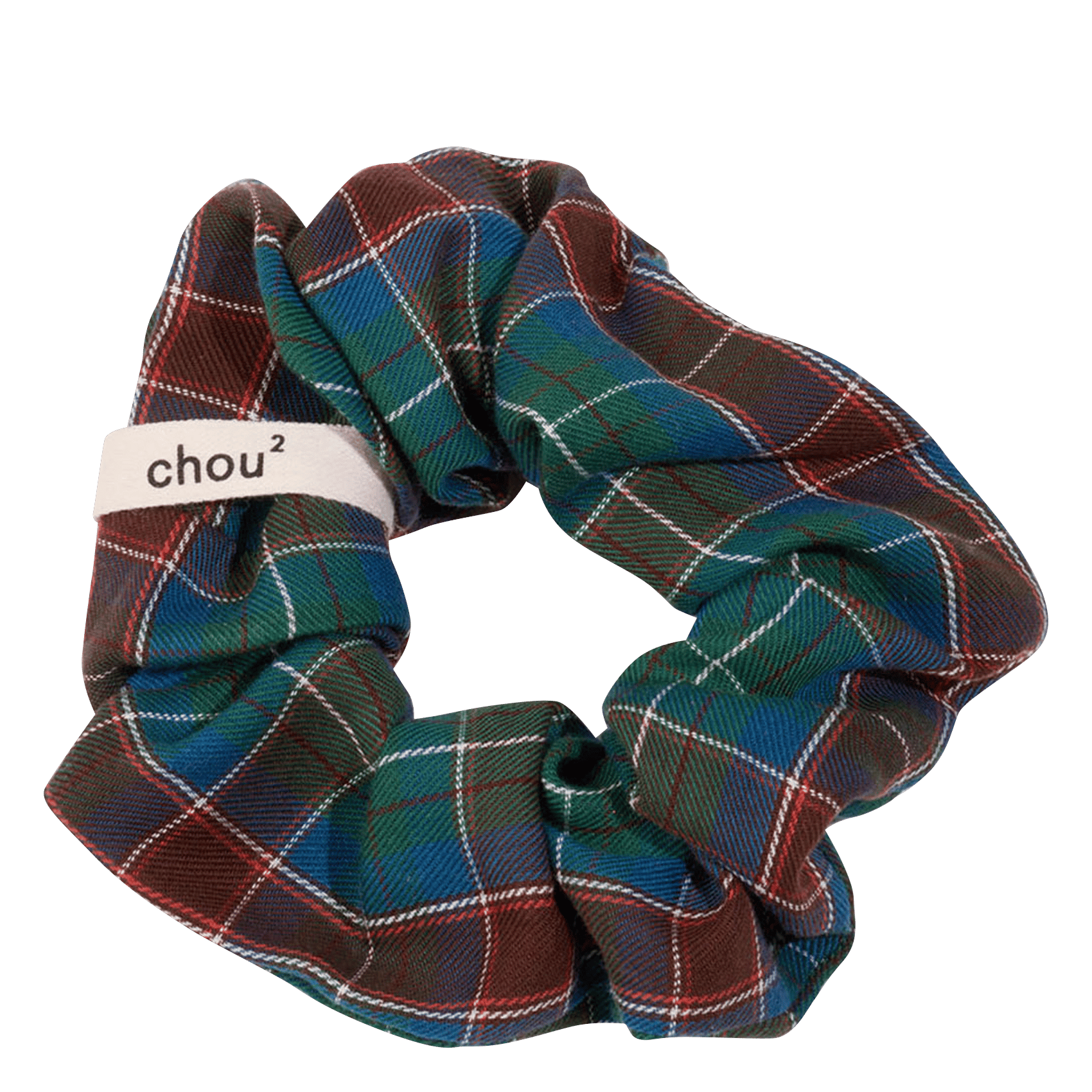 Tartan scrunchie CHOU AU CARRE Green