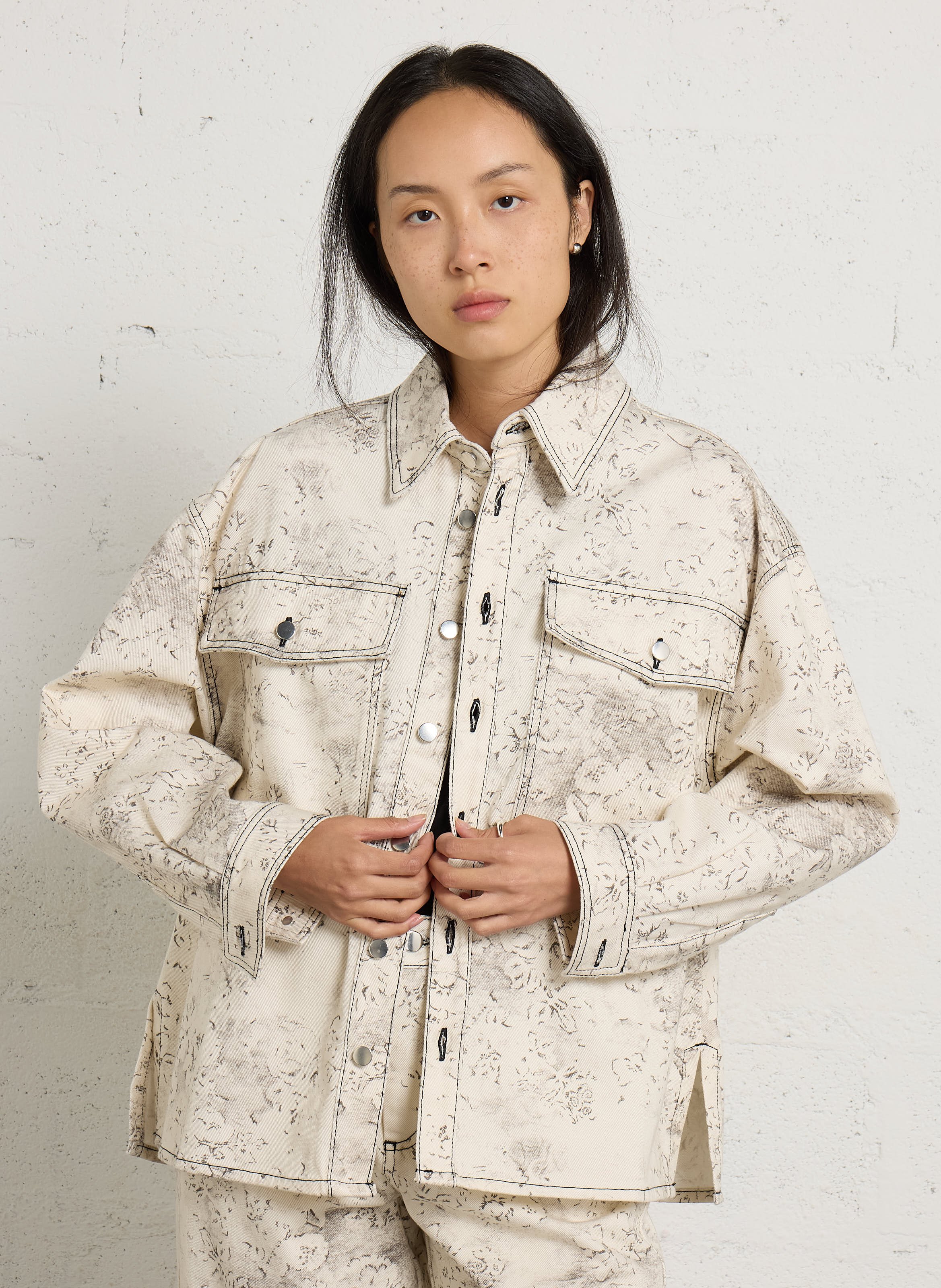 Surchemise oversize col classique en coton HOD PARIS Beige