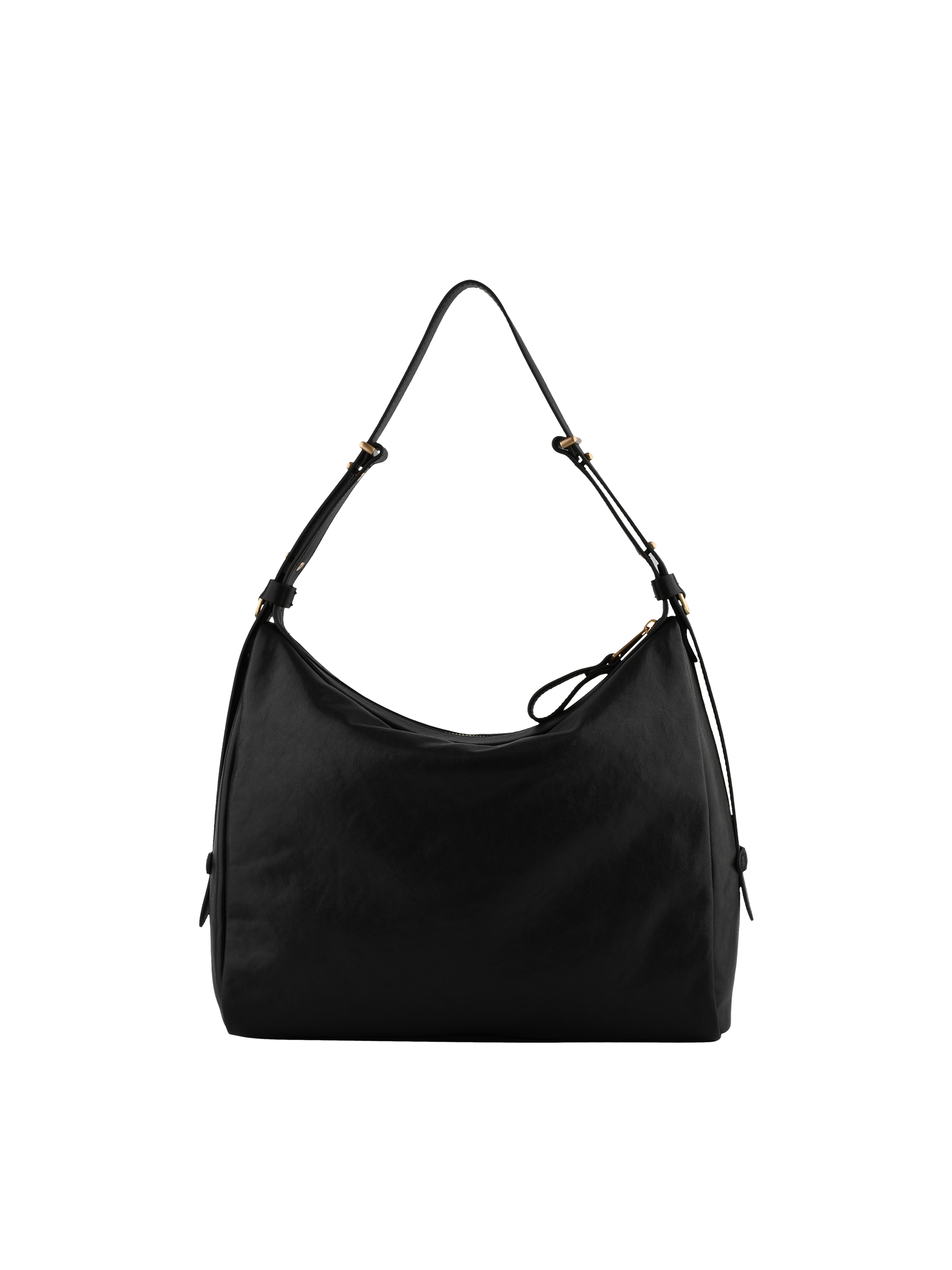 Sac porté épaule en cuir de vachette façon cuir vieilli POURCHET Noir