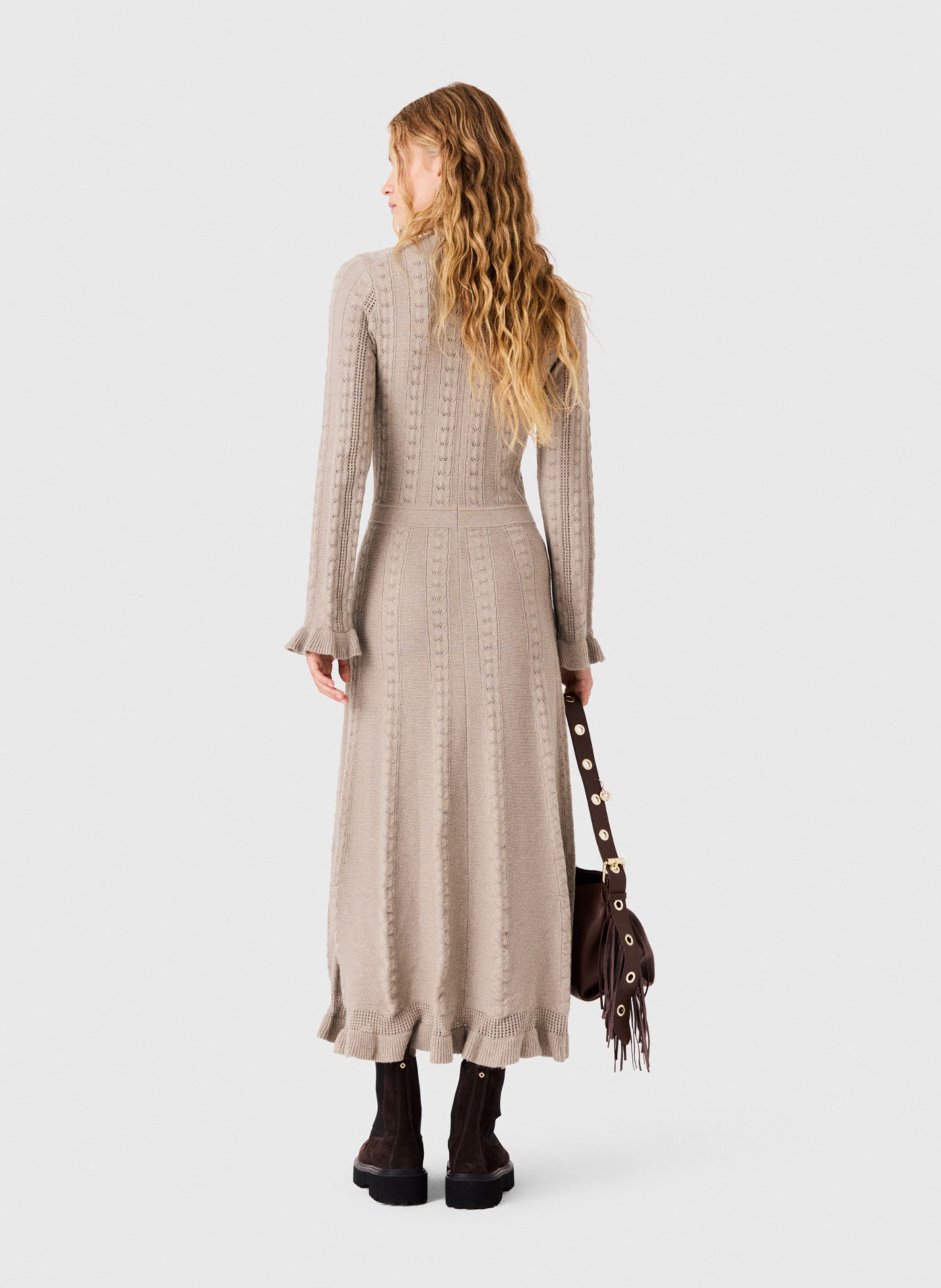 Robe longue en coton mélangé MAJE Beige