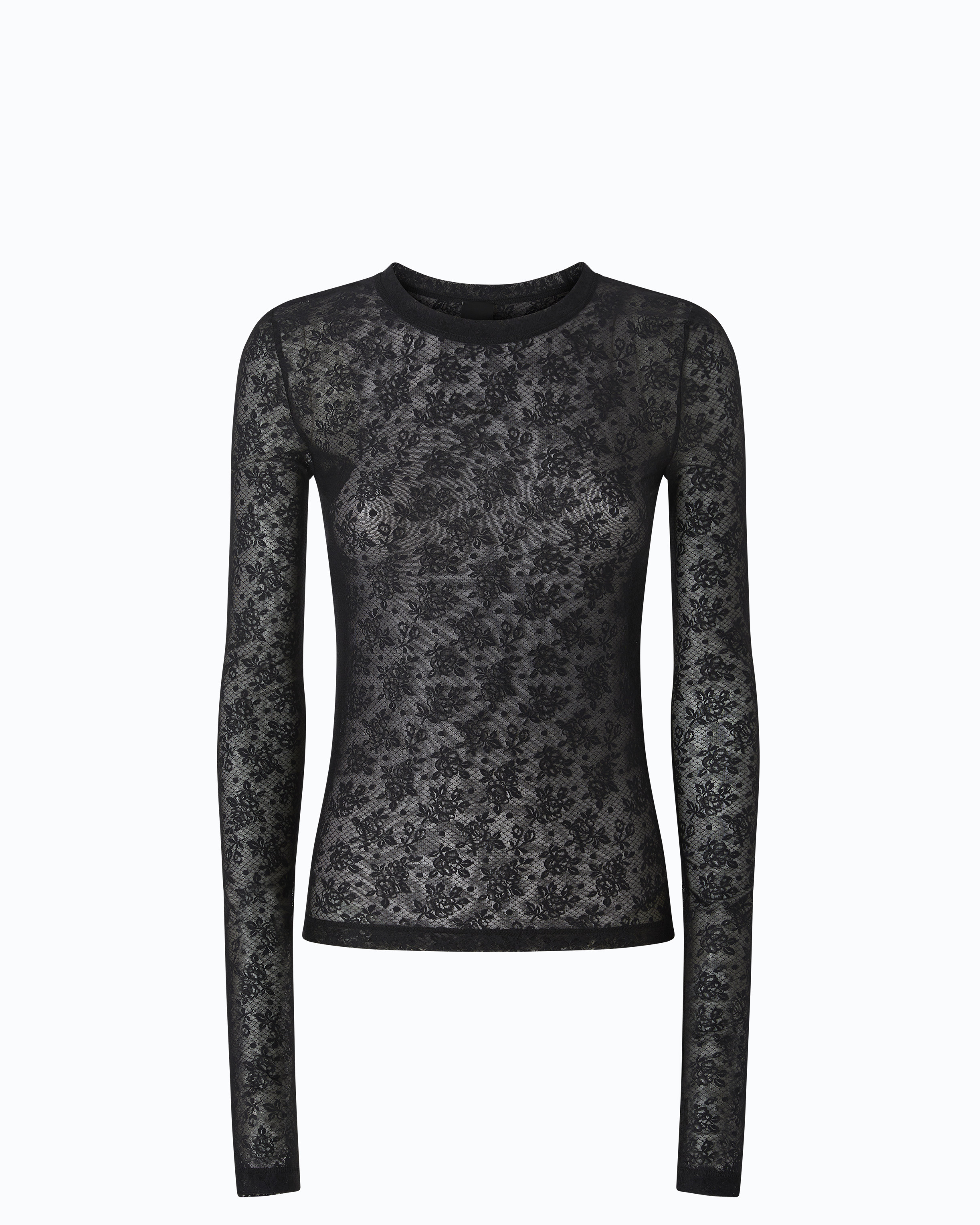 T-shirt en dentelle florale stretch PINKO Noir