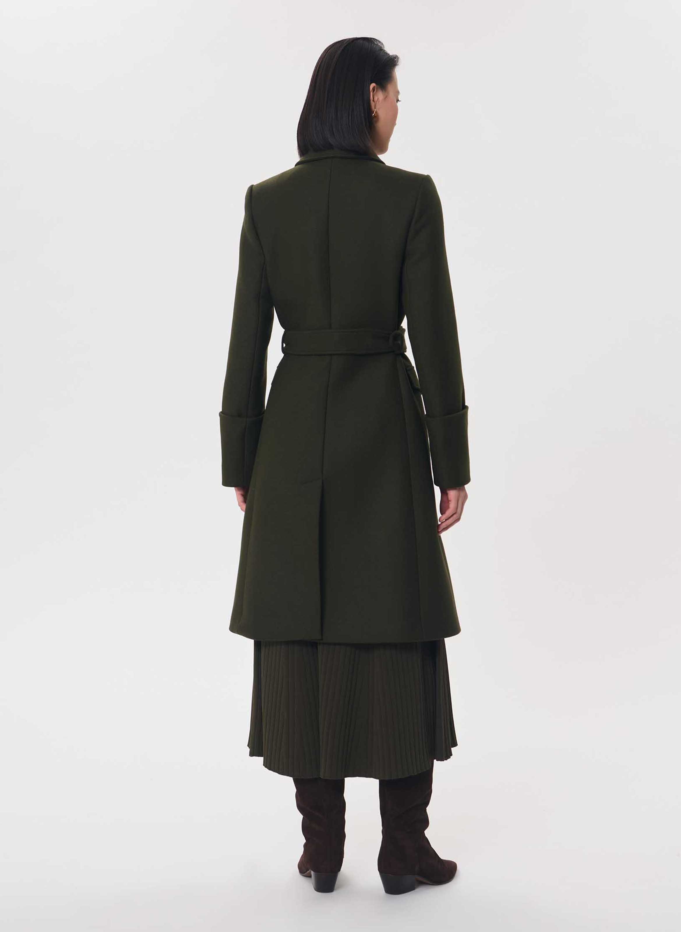 Trench long ceinturé en suède TARA JARMON Vert