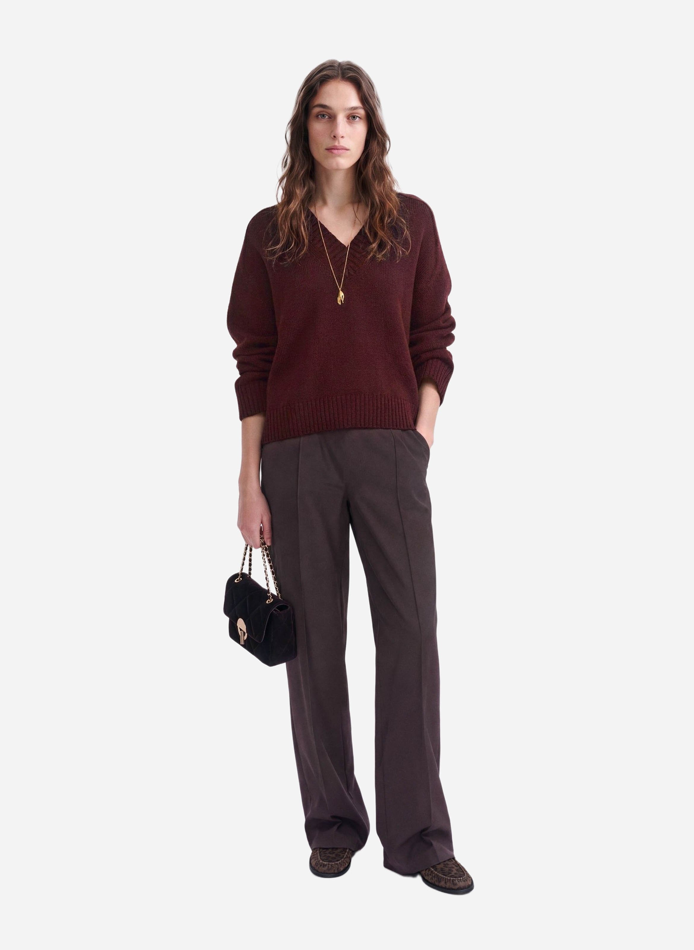 Pull col V e laine VANESSA BRUNO Rouge