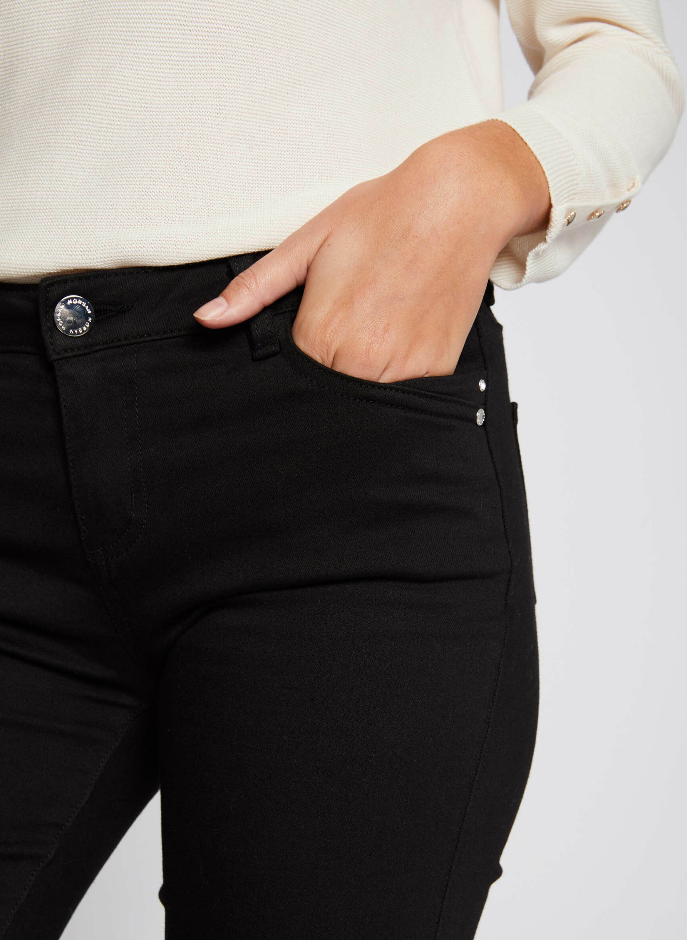 Skinny broek met lage taille MORGAN Zwart