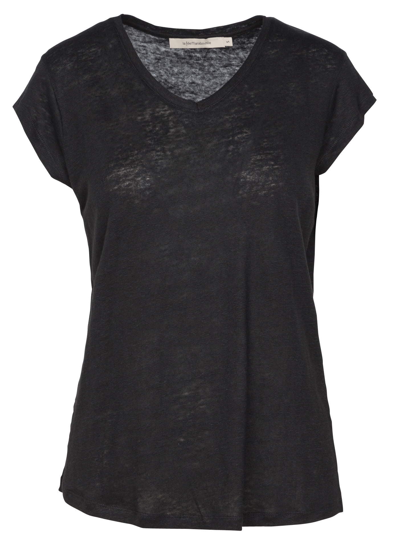 Linen V-neck T-shirt LA FEE MARABOUTEE Black