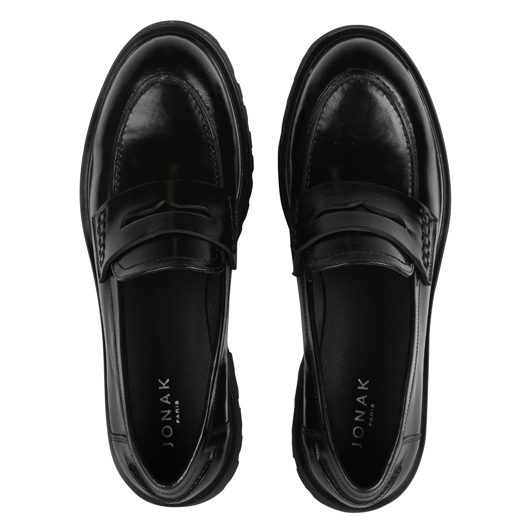 Leather loafers with lugged sole JONAK Black