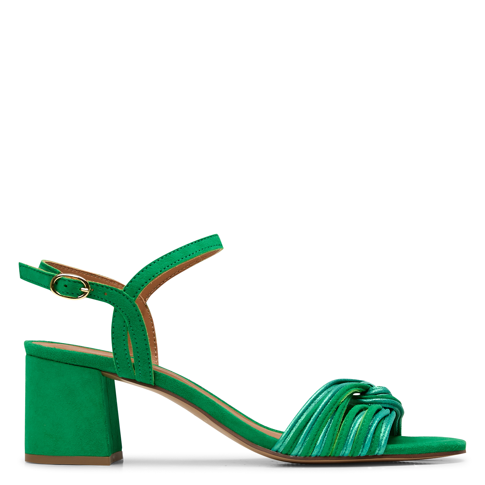 Offene Sandalen mit kleinem Absatz aus Veloursleder MAISON TOUFET Grun