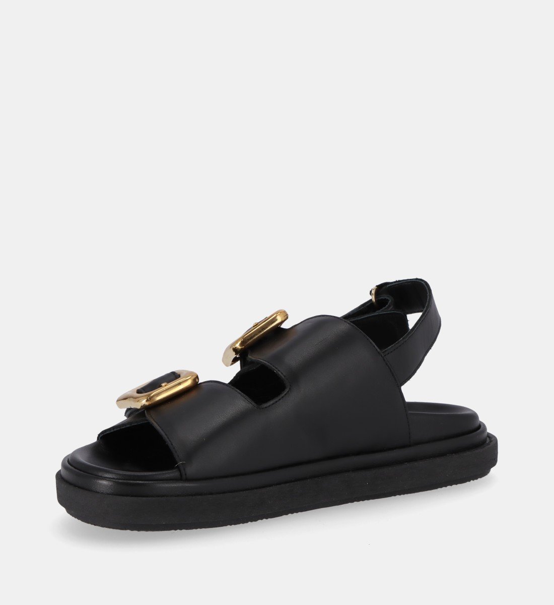 Flat leather sandals ALOHAS Black