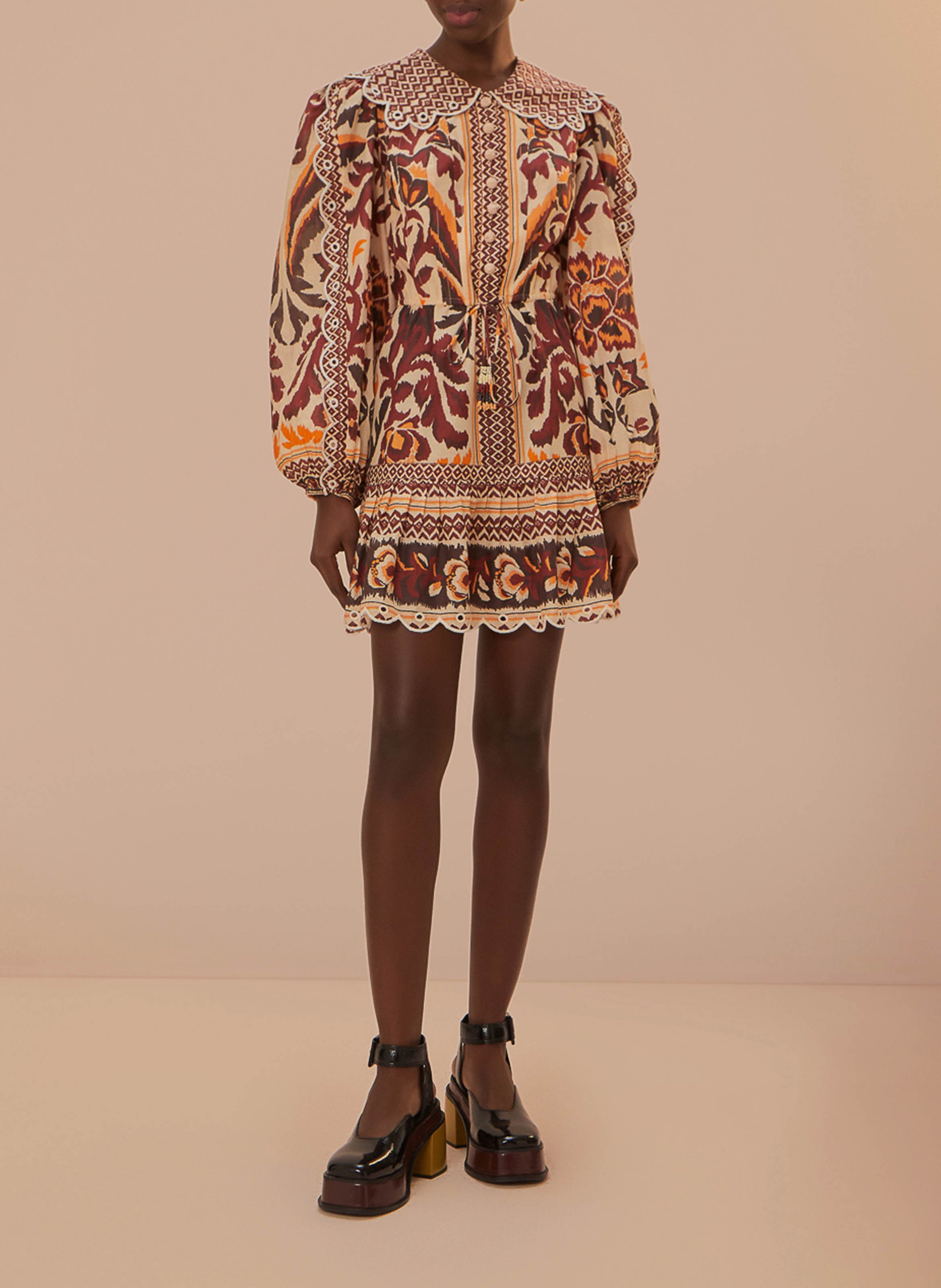 Short cotton printed dress FARM RIO Multicolored