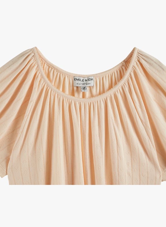 Round-Neck cotton-Blend cardigan Creme Emile et ida Women