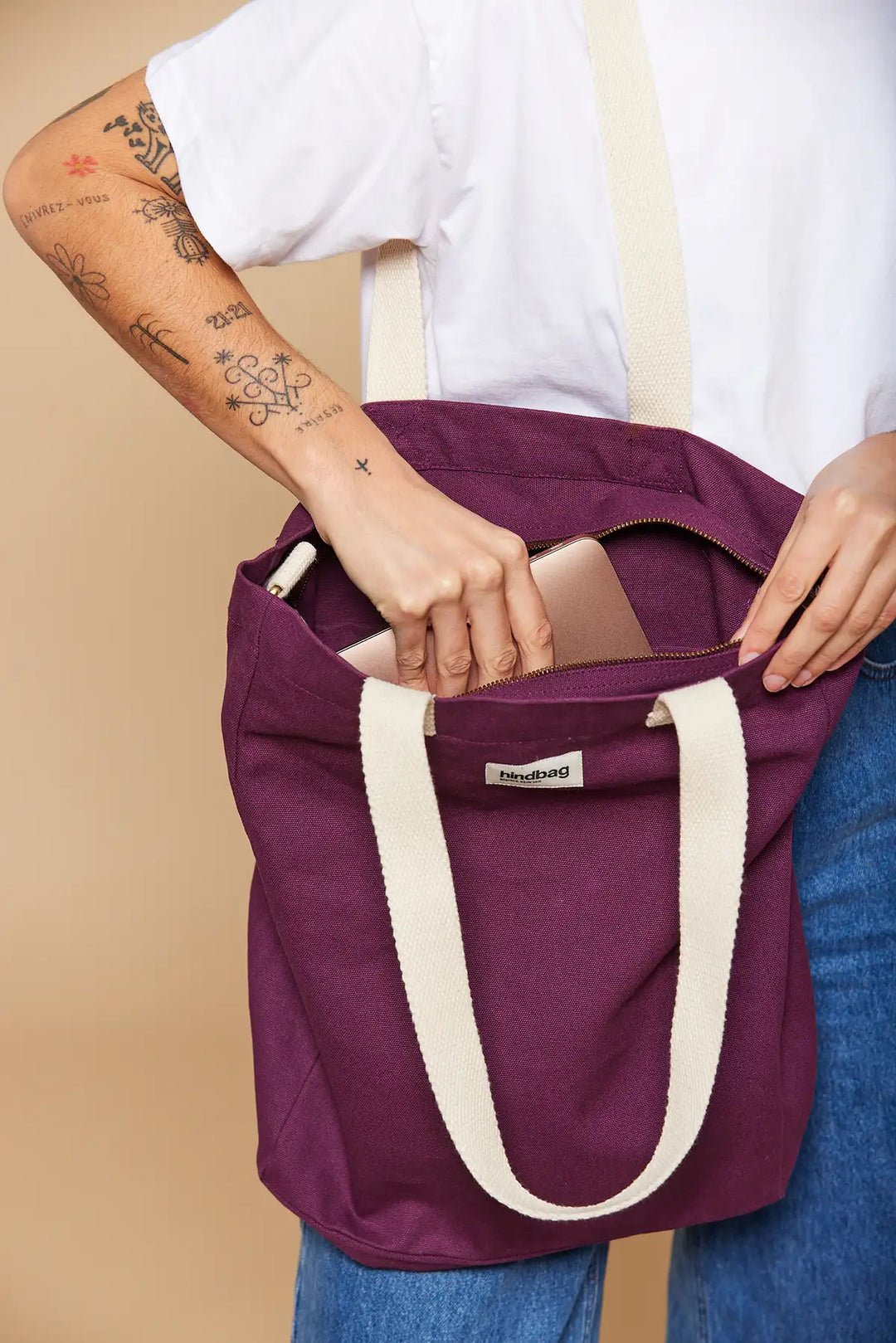 Cotton tote bag HINDBAG Purple