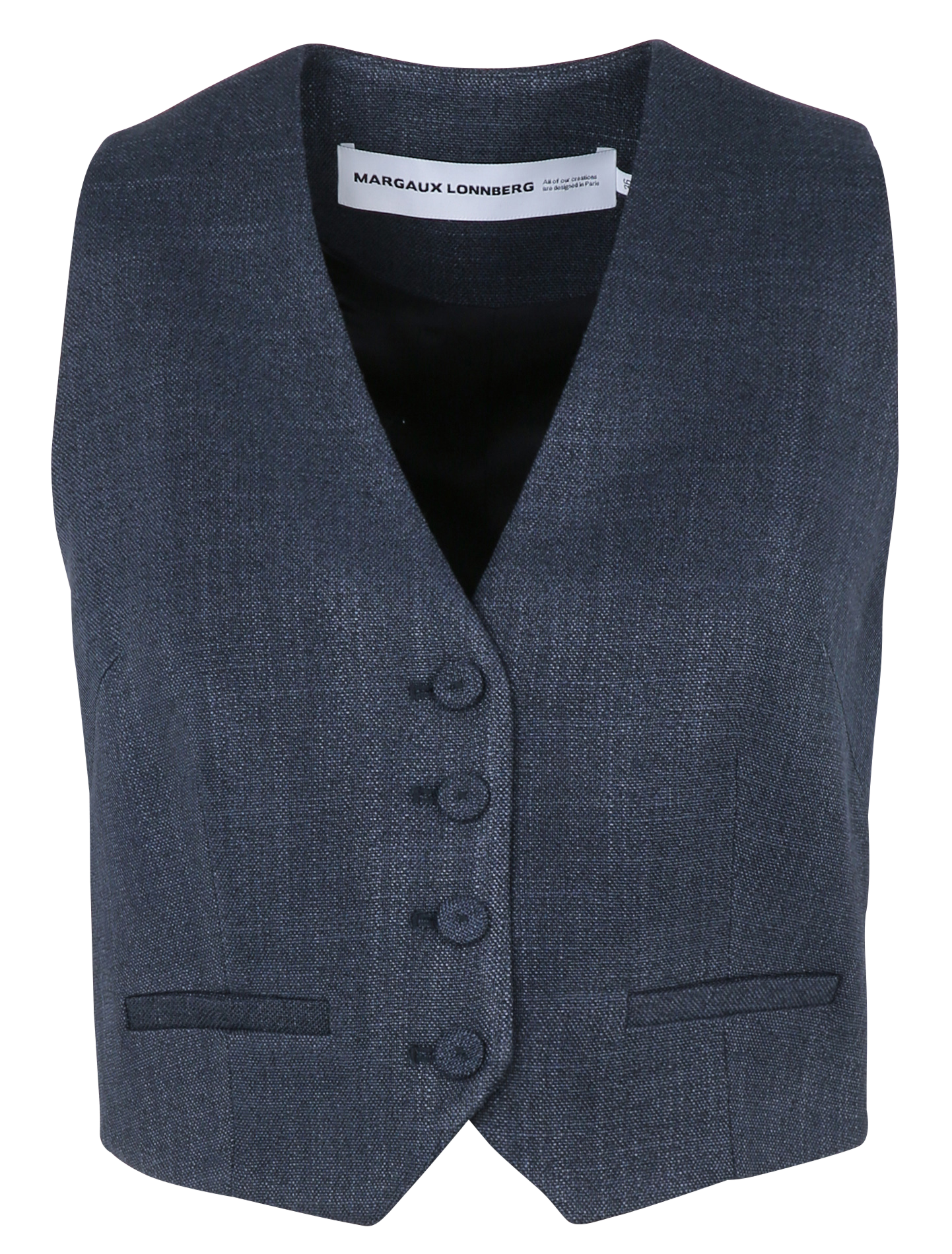 Straight blended virgin wool V-neck cardigan MARGAUX LONNBERG Blue