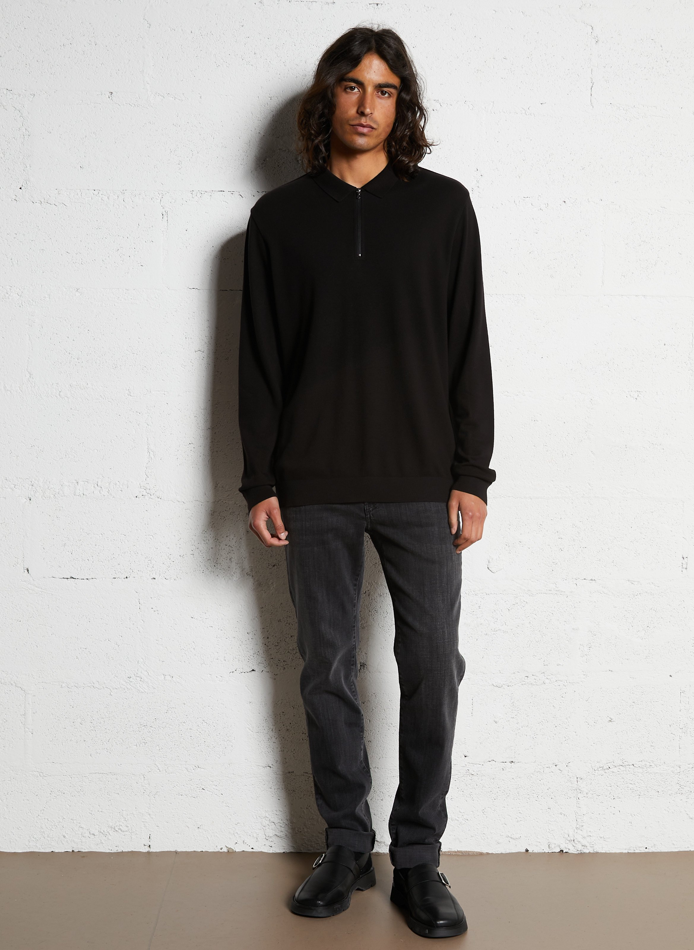 Straight cotton-blend polo shirt IKKS Black
