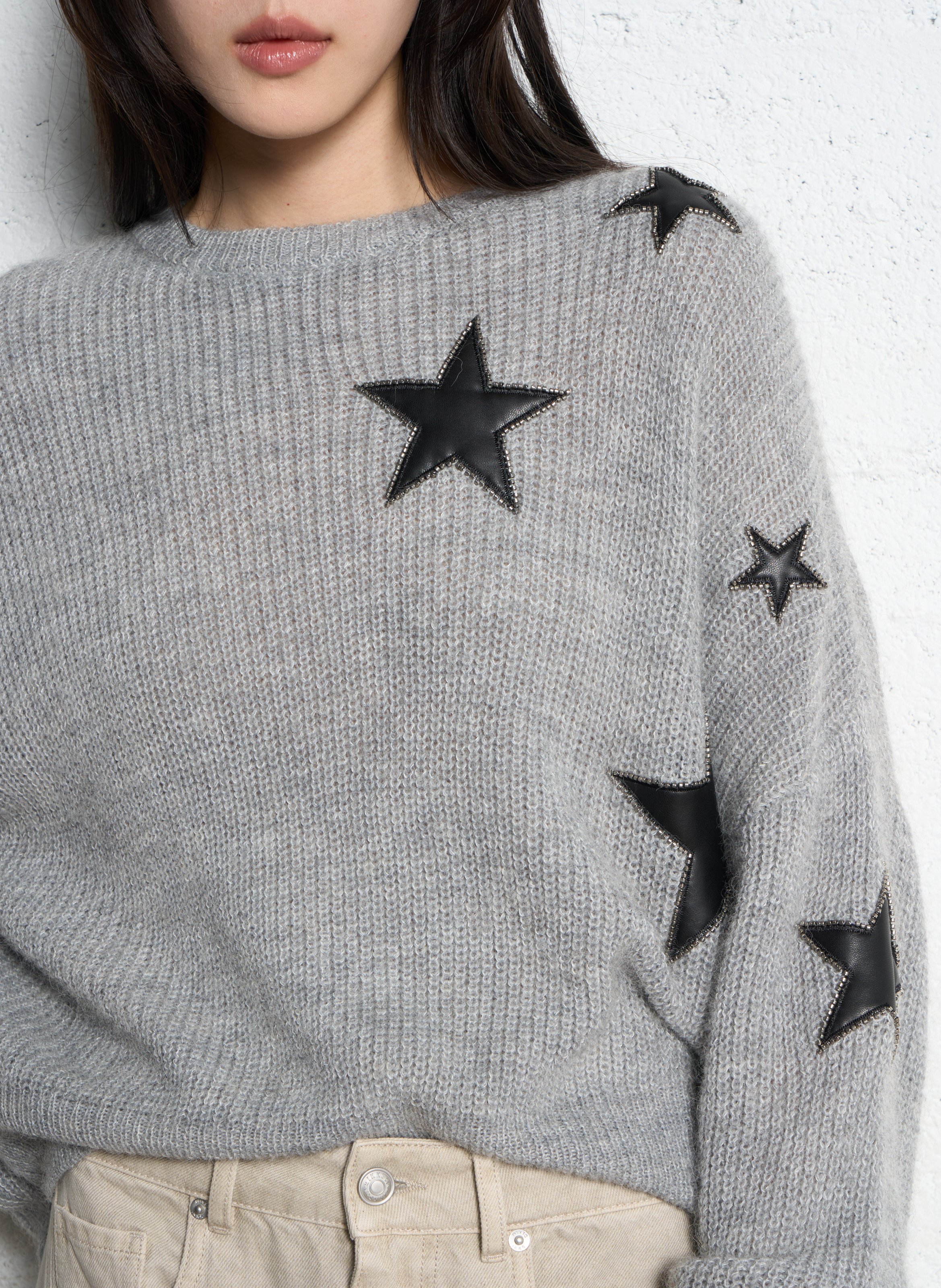 Gerader Pullover aus Alpakamischung IKKS Grau