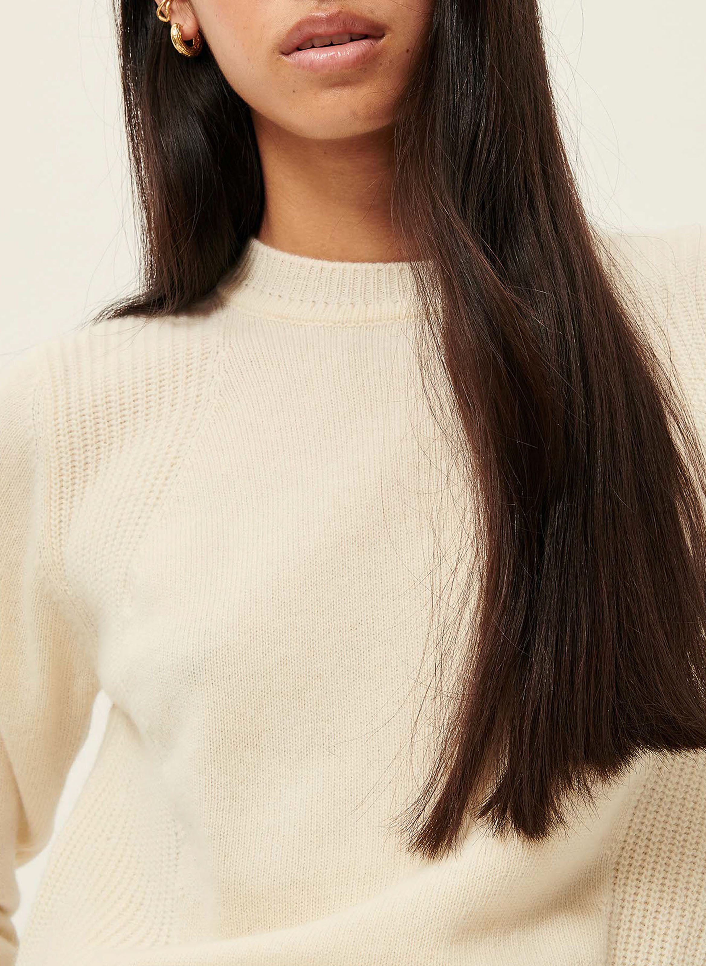 Pull col rond droit en laine SESSUN Beige