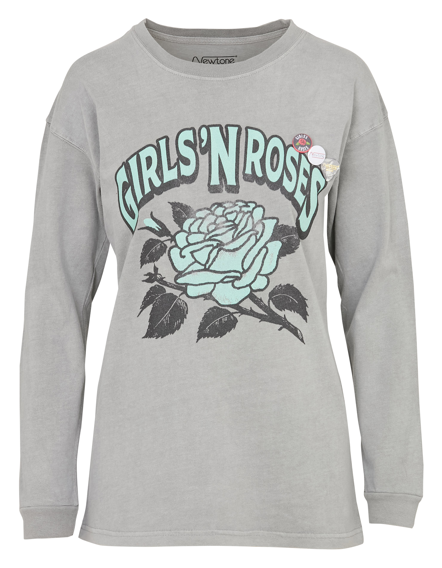 Straight round-neck cotton T-shirt with screen print NEWTONE Grey