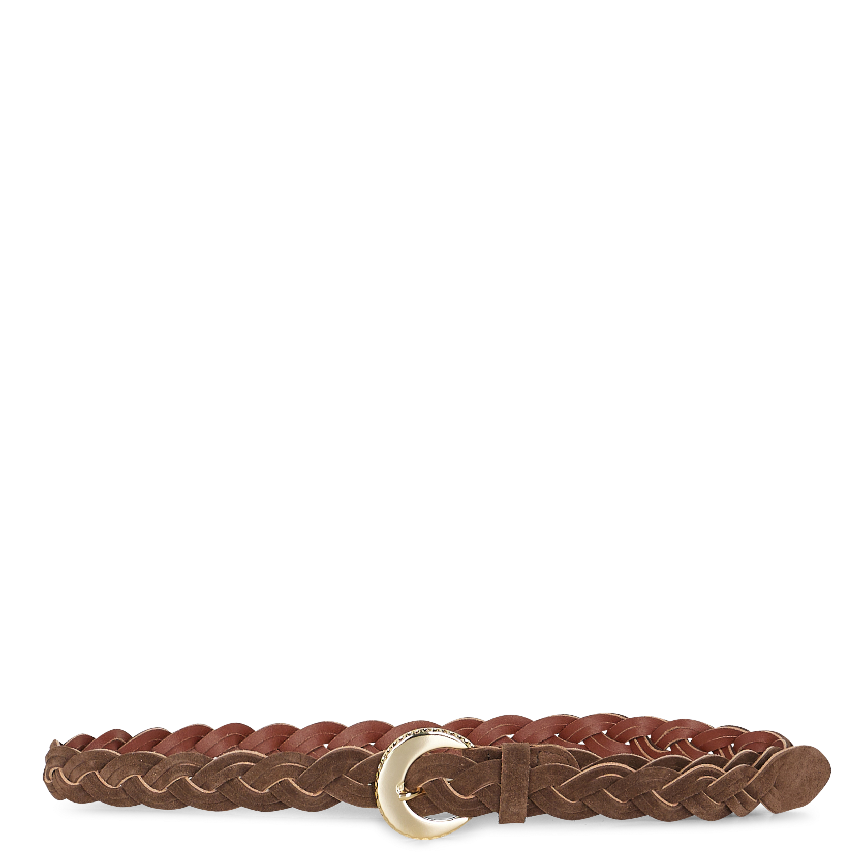 Ceinture tressée en cuir velours  DES PETITS HAUTS Marron