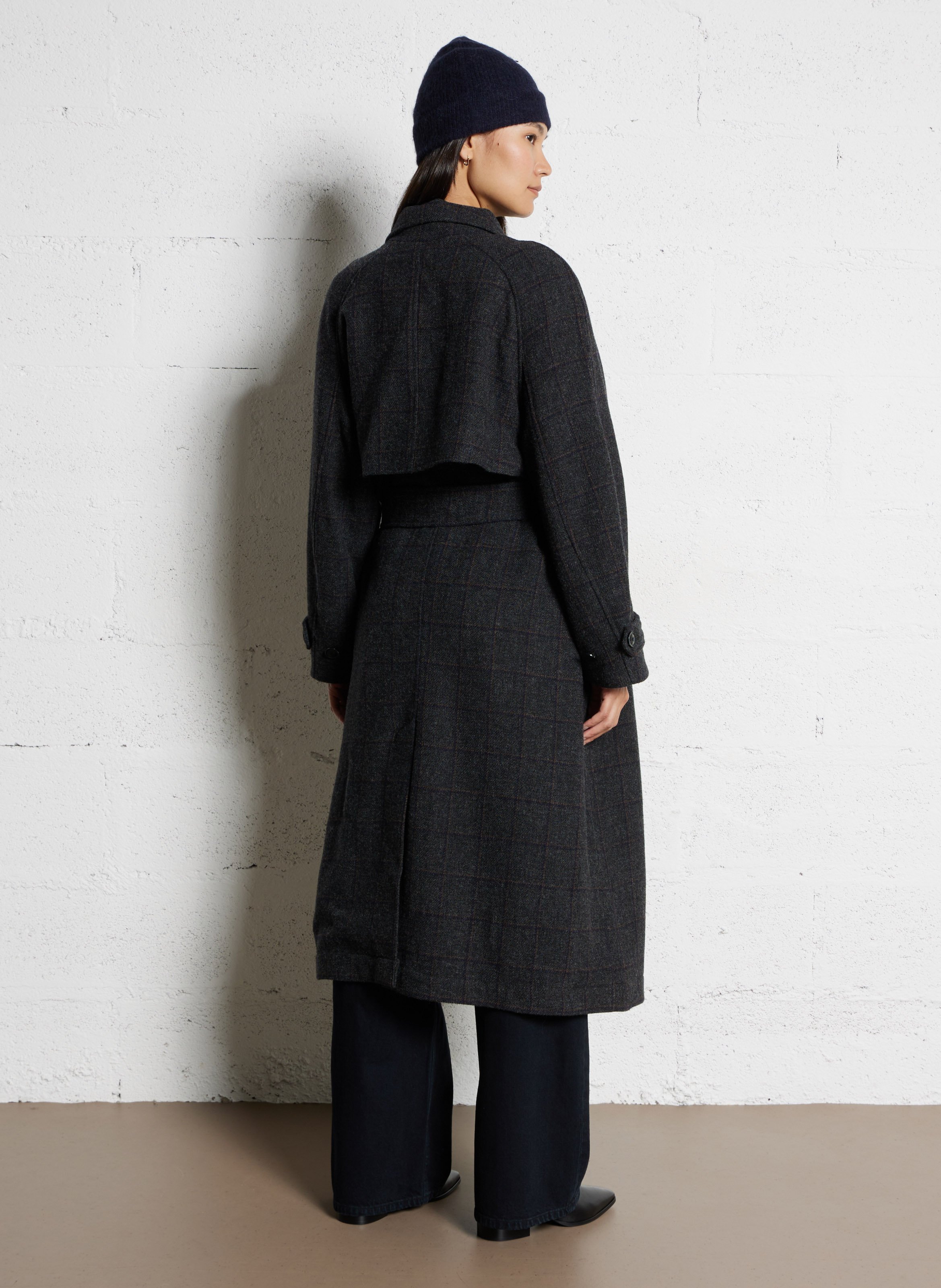 High-neck wool coat BELLEPIECE Black