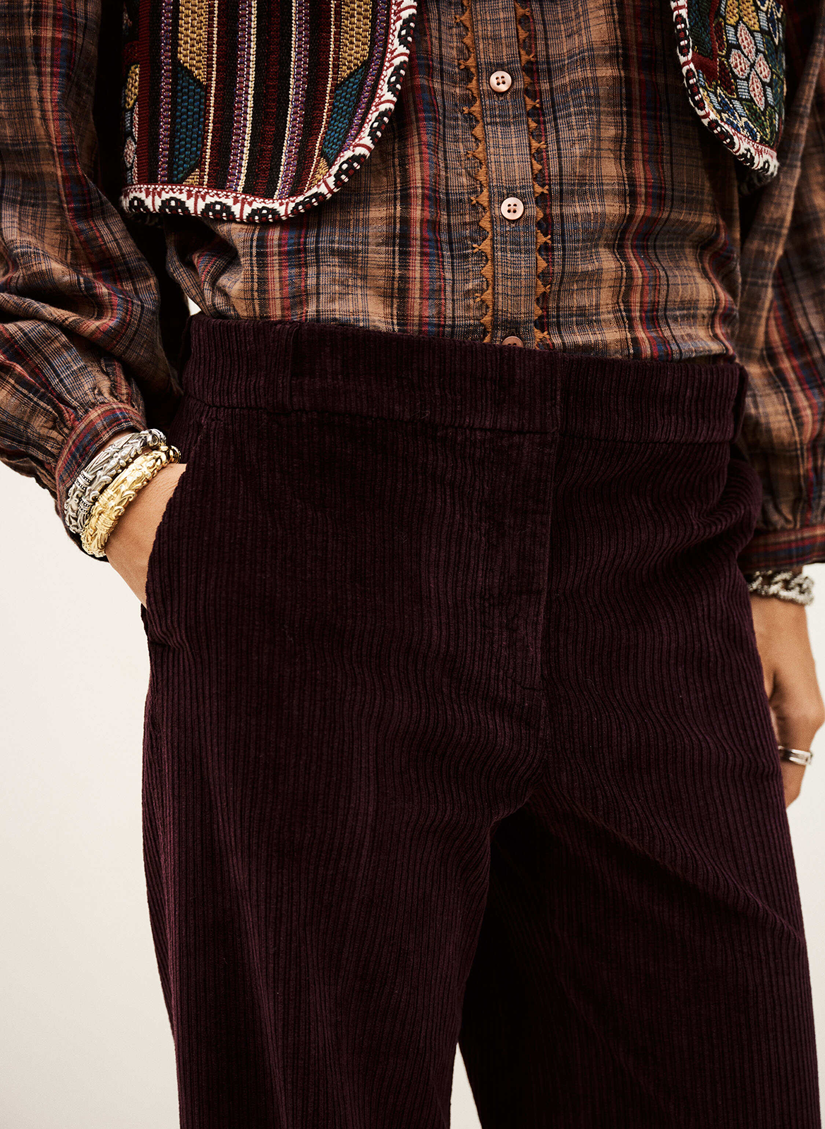 Corduroy cropped pants BA&SH Plums