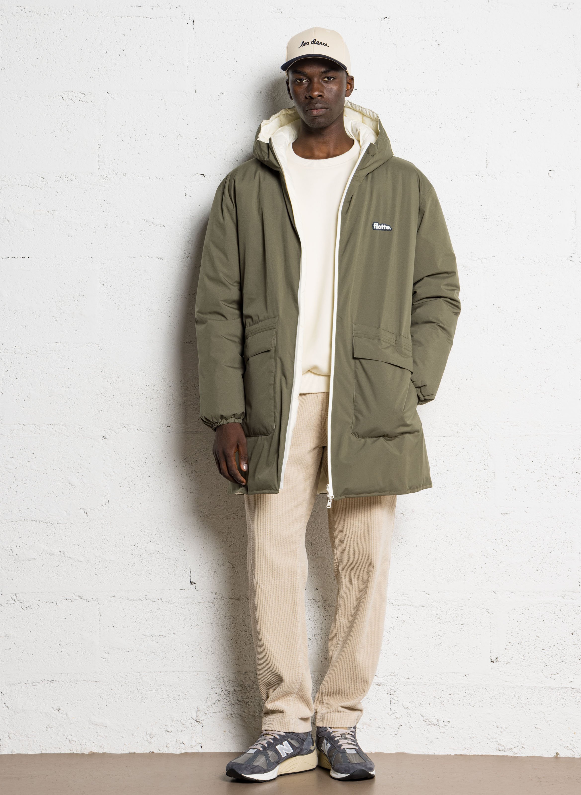 Doudoune longue col montant réversible  FLOTTE Kaki