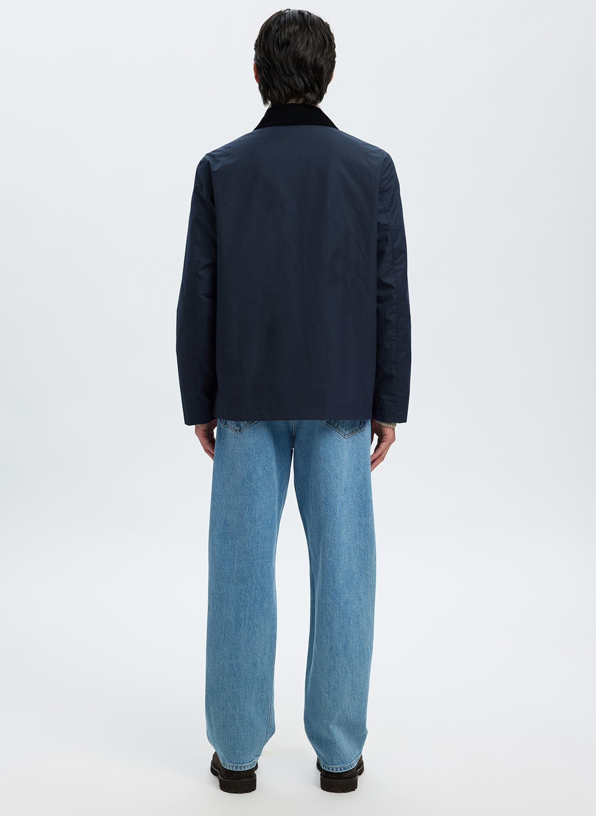 Straight cotton coat with classic collar SELECTED Blue