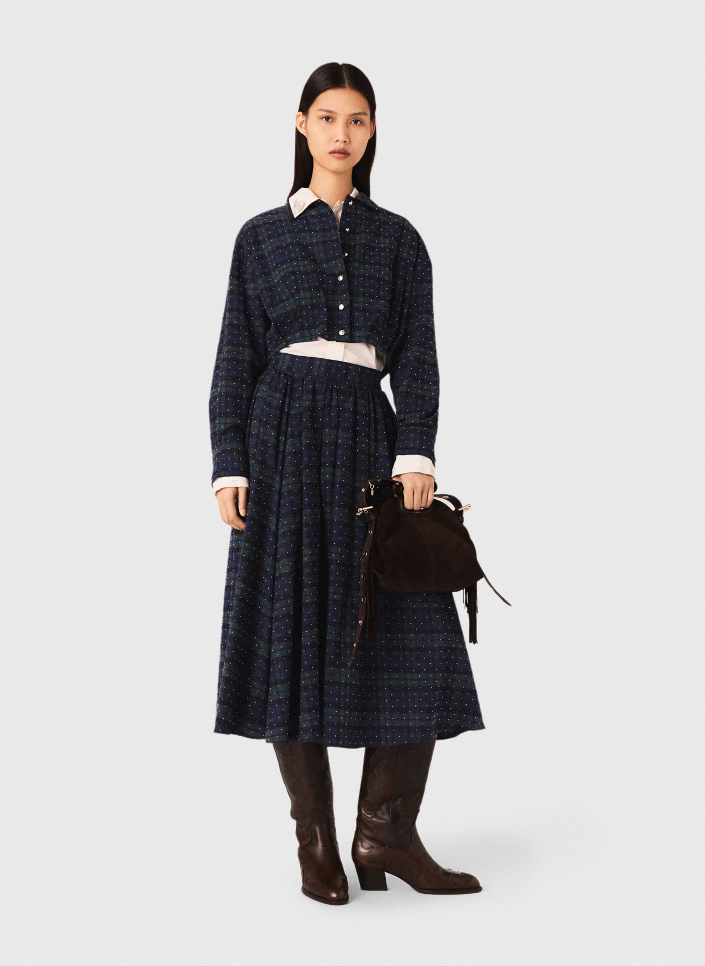 Chemise courte imprimée à strass MAJE Bleu