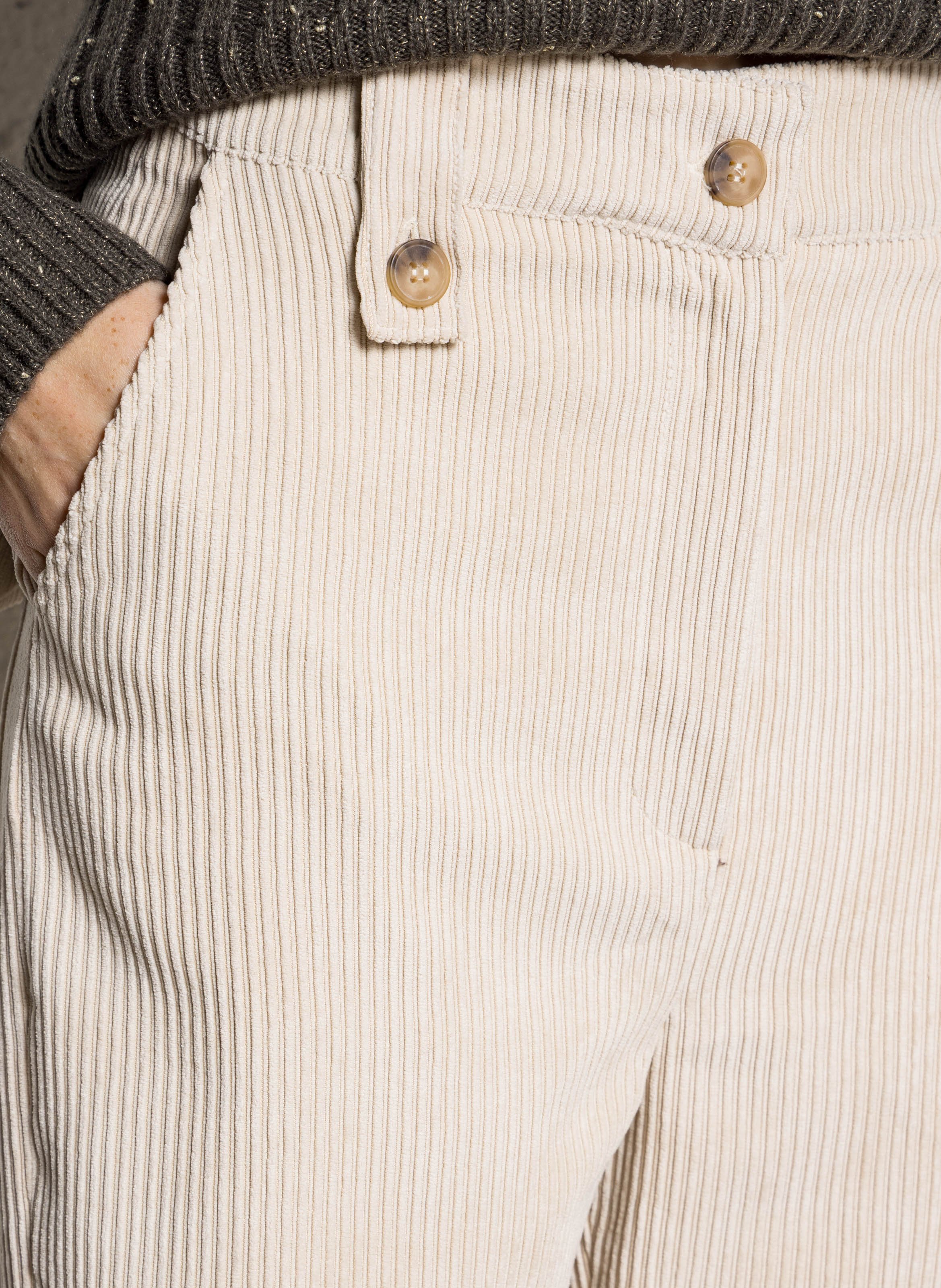 Rechte broek met ribbeltextuur SOPHIE+LUCIE Beige