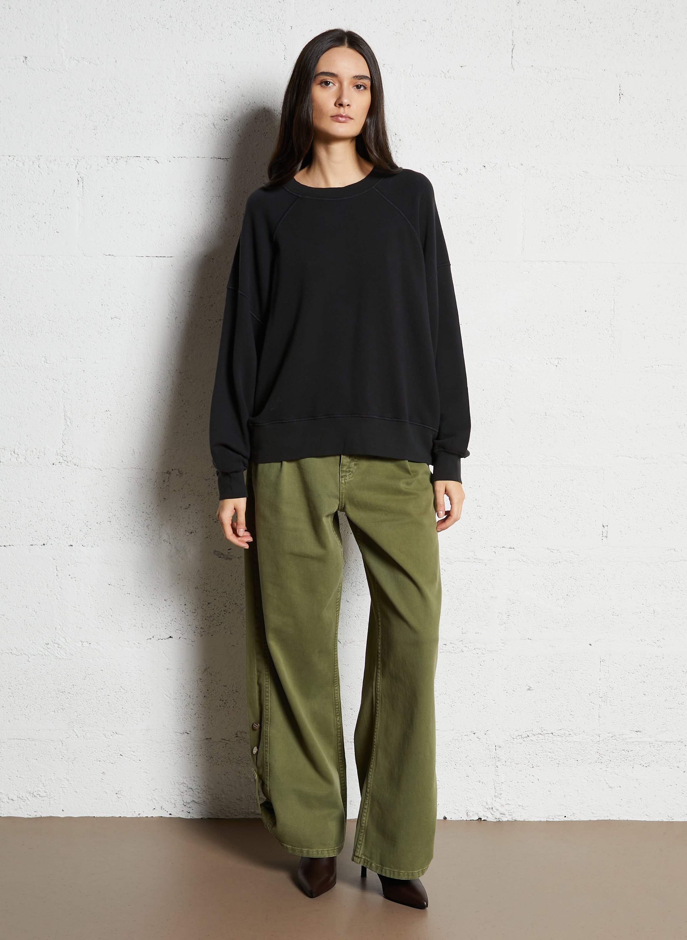 Oversize-Sweatshirt aus Baumwoll-Mix mit Rundhalsausschnitt AMERICAN VINTAGE Schwarz