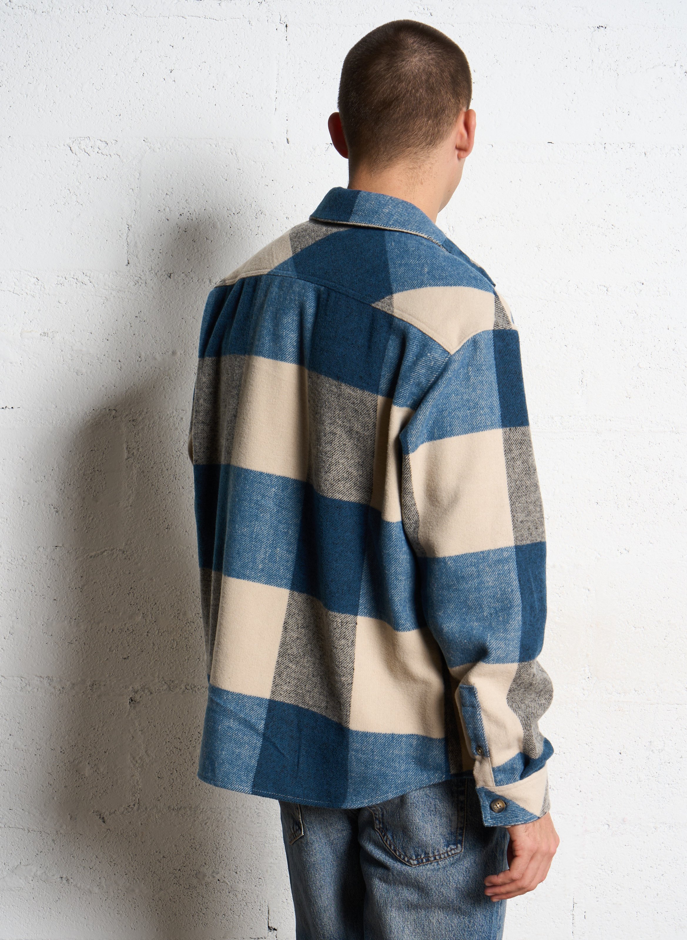 Checked overshirt SOLID Blue