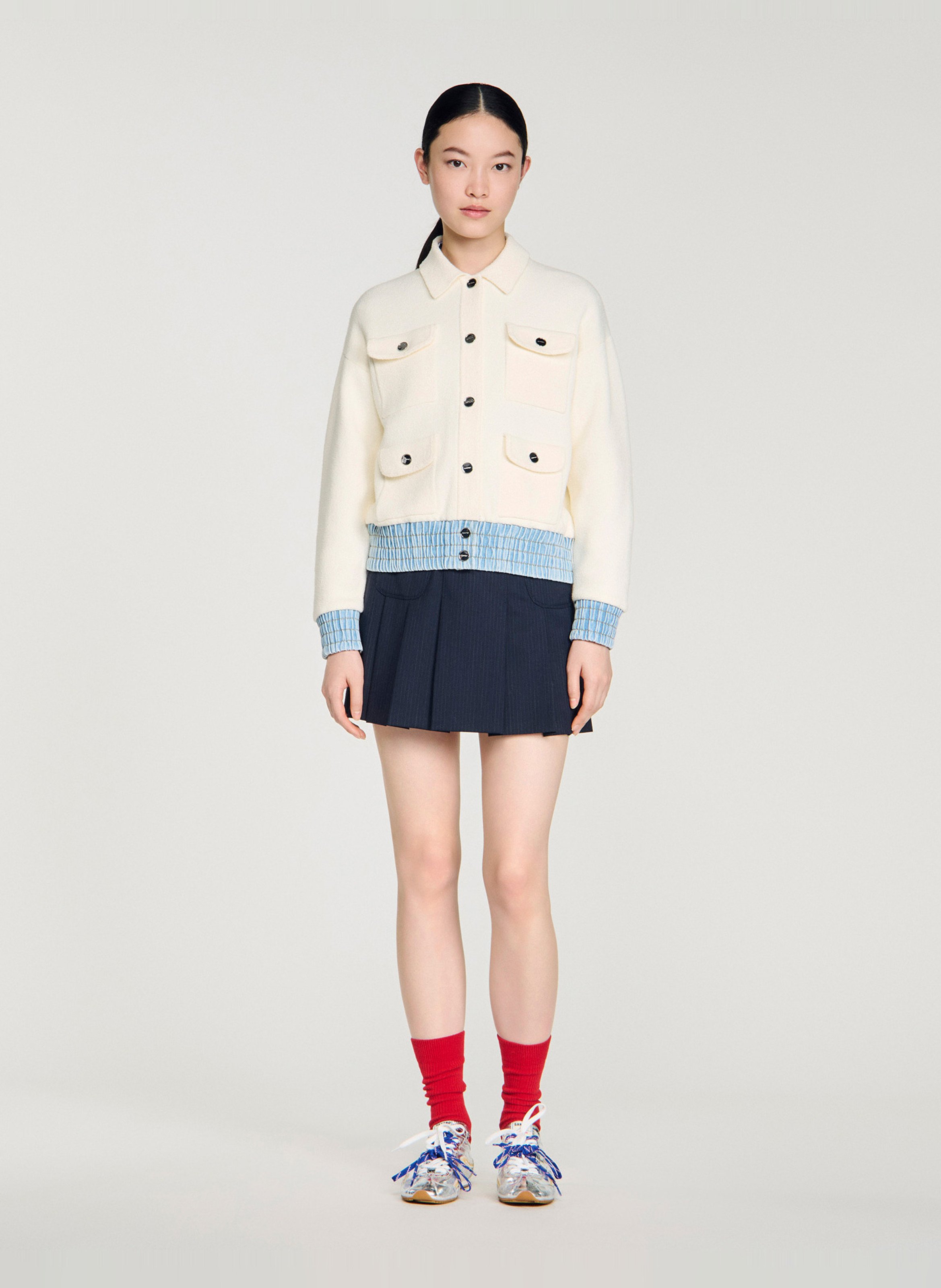 Cardigan with classic collar SANDRO White