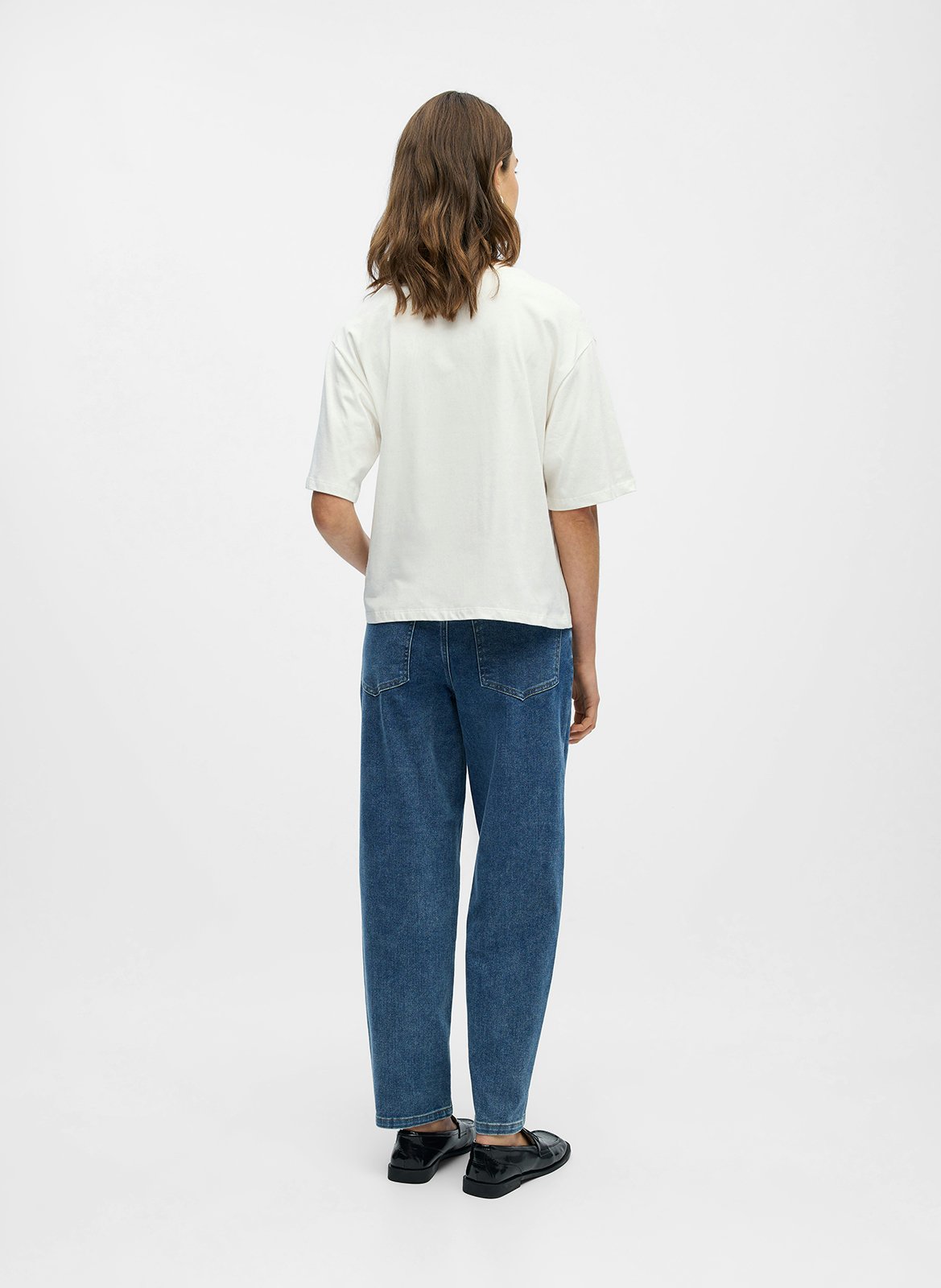 T-shirt van biokatoen met ronde hals OBJECT Beige