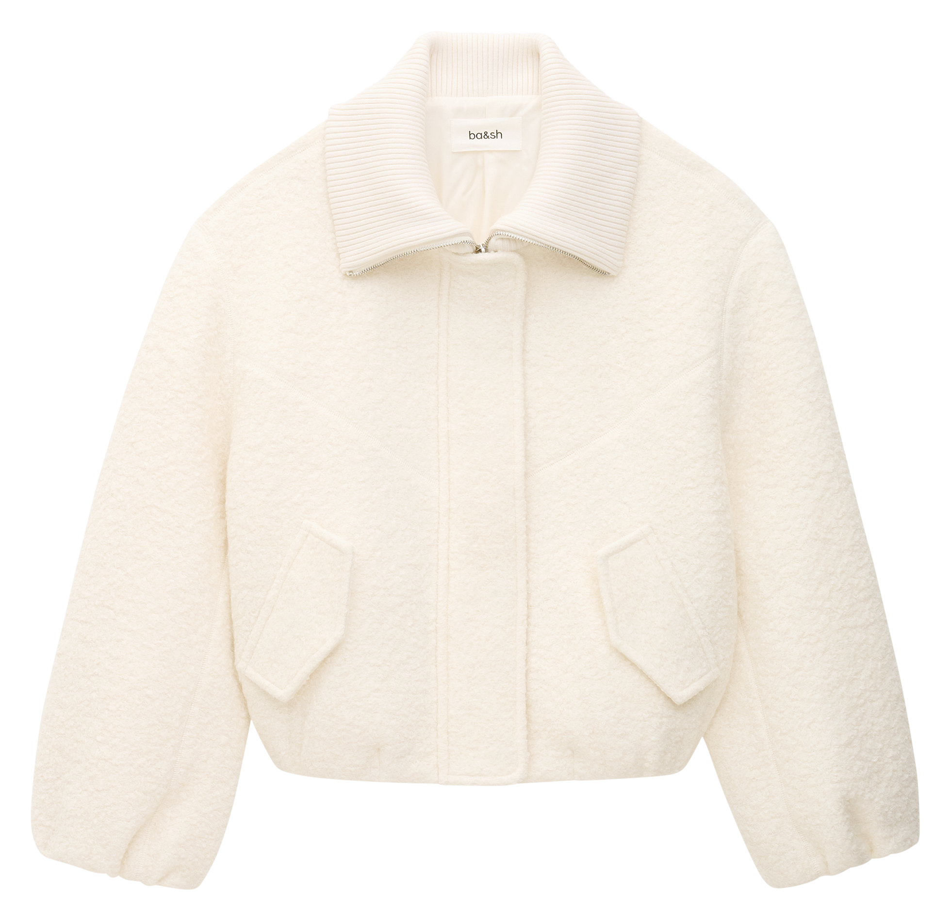 Manteau court ample en laine mélangée BA&SH Beige