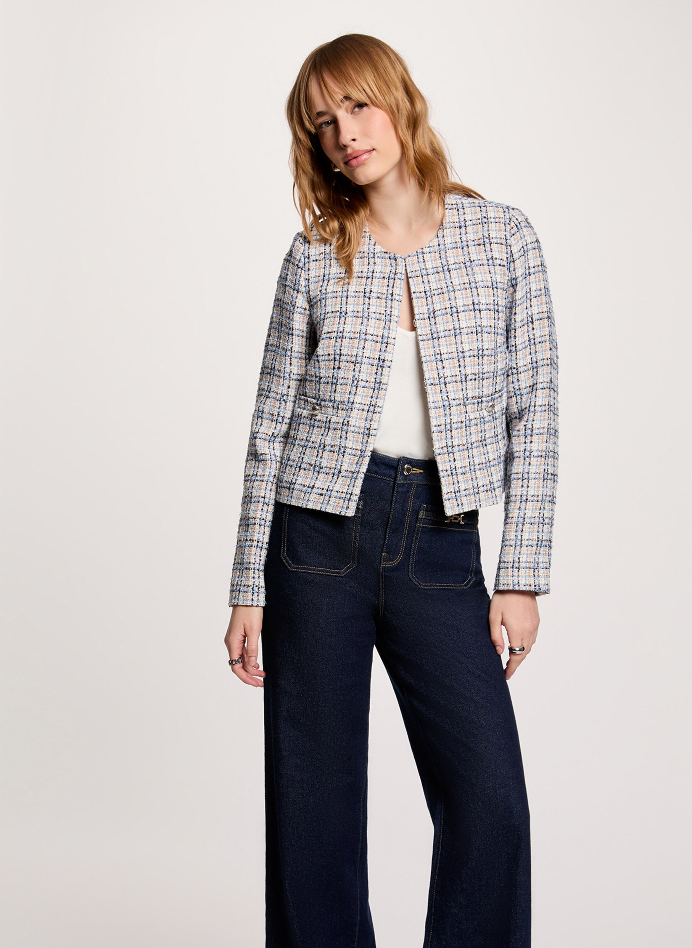 Veste courte droite en tweed MORGAN Multicolore