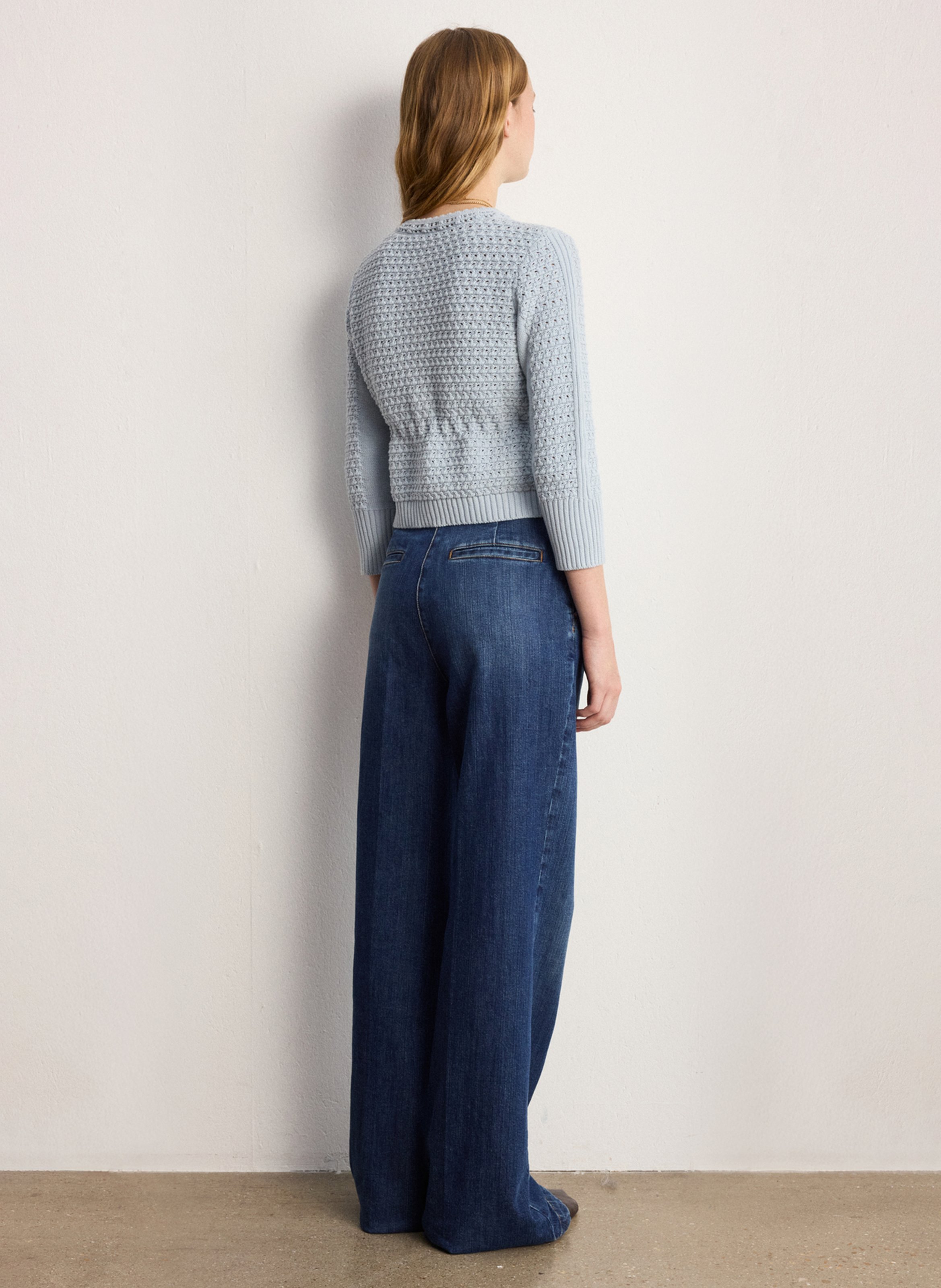 Gilet col rond en coton PABLO Bleu