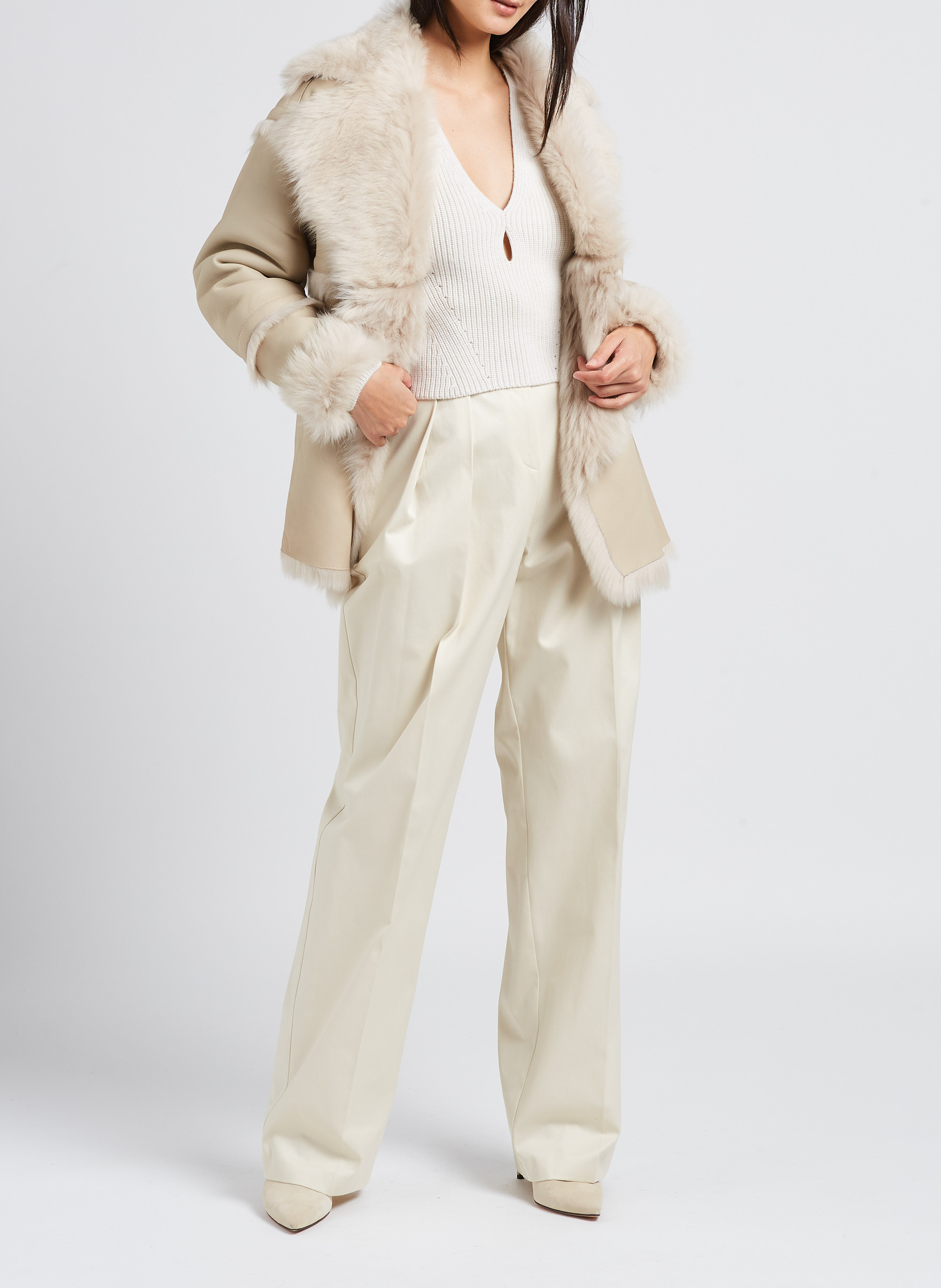 V-neck low-cut wool sweater IRO Beige