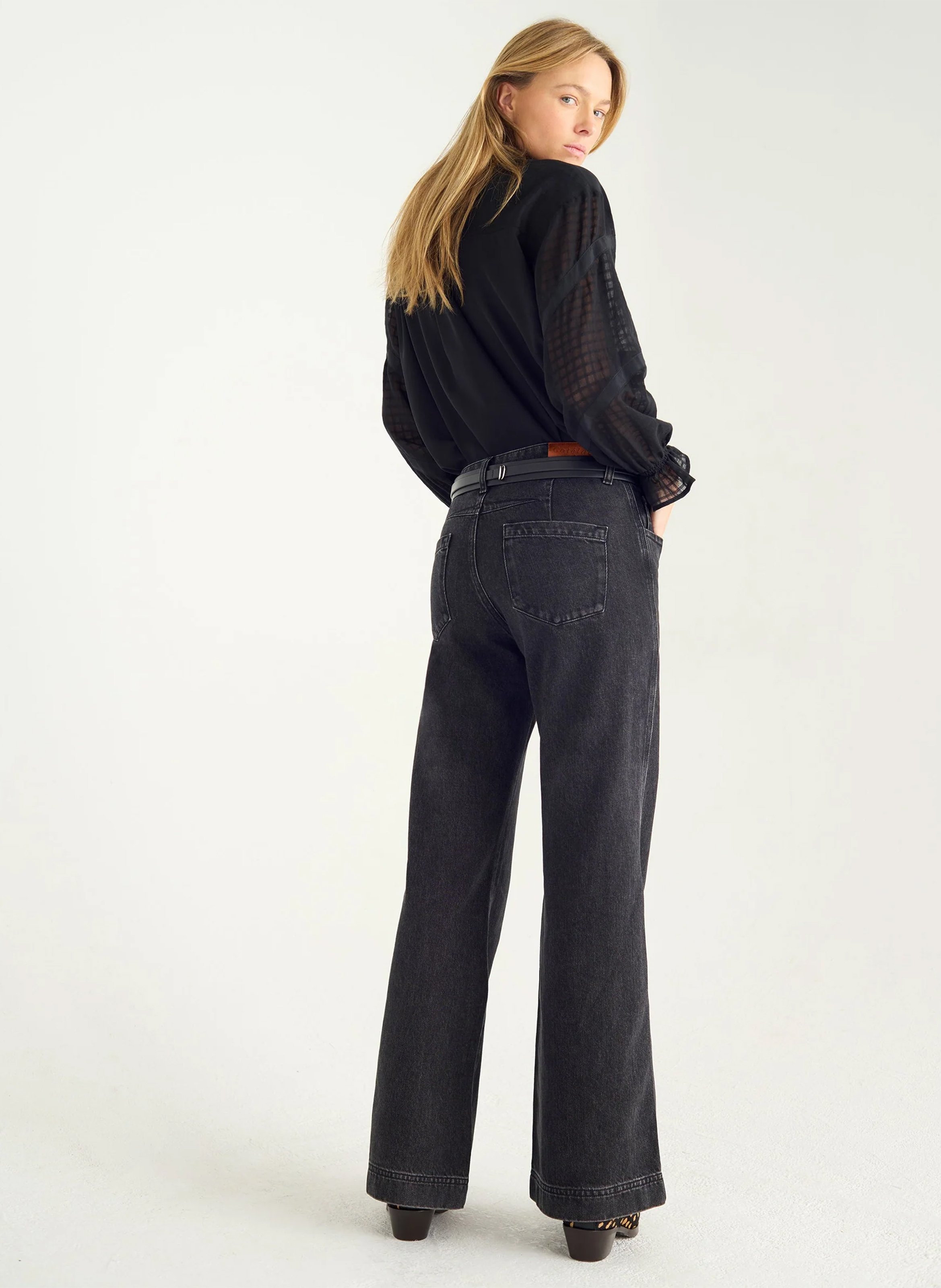 Bootcut Jeans aus Baumwoll-Mix ACOTE Schwarz