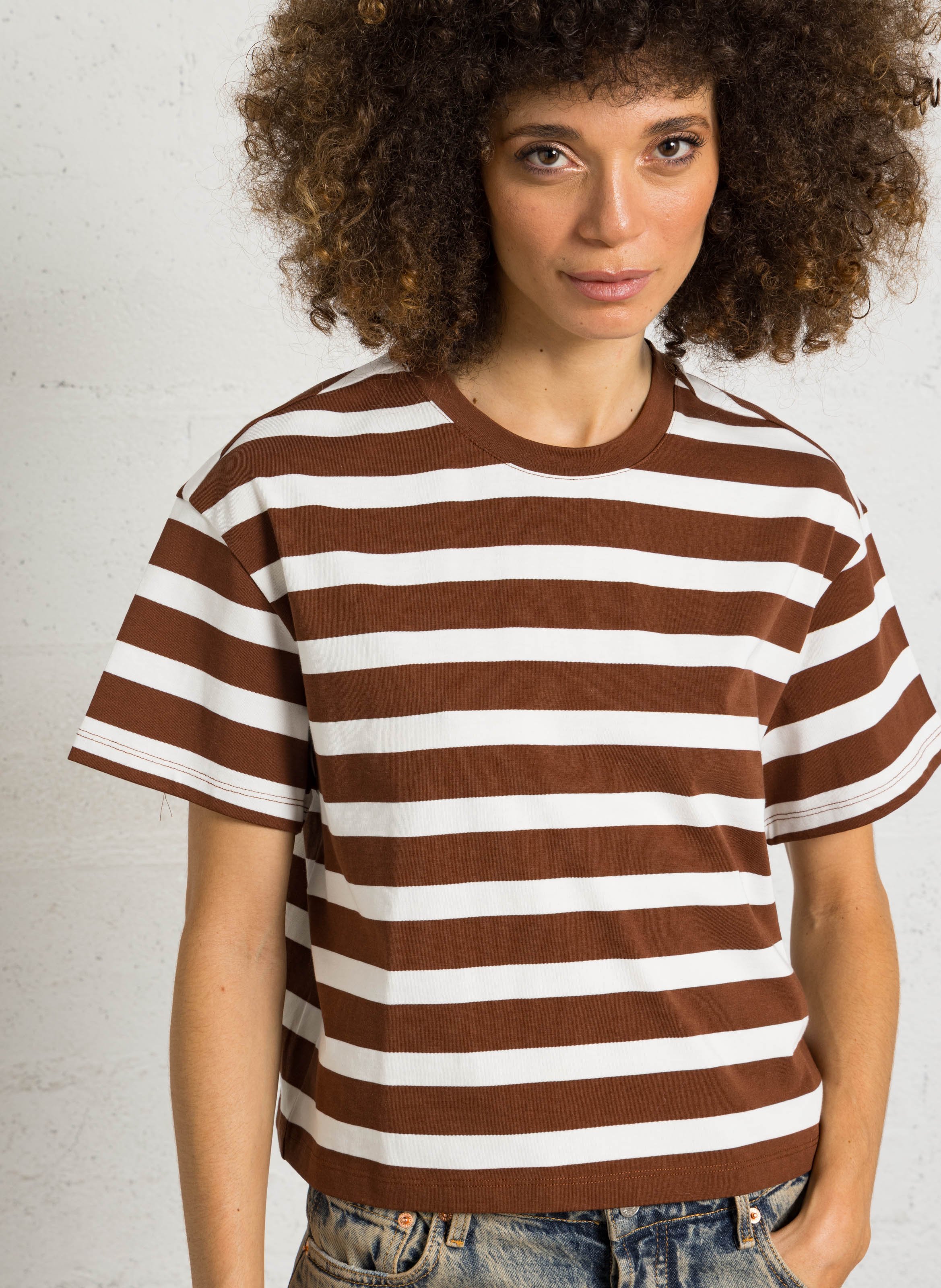 Tee-shirt oversize col rond en coton DES PETITS HAUTS