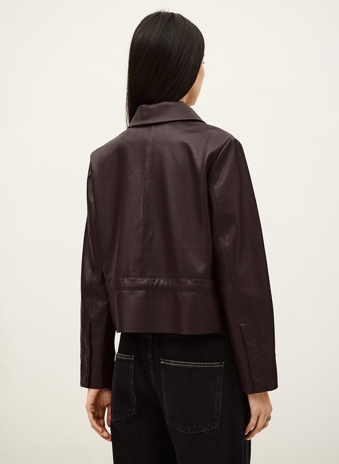 Veste col classique en cuir BA&SH Prune