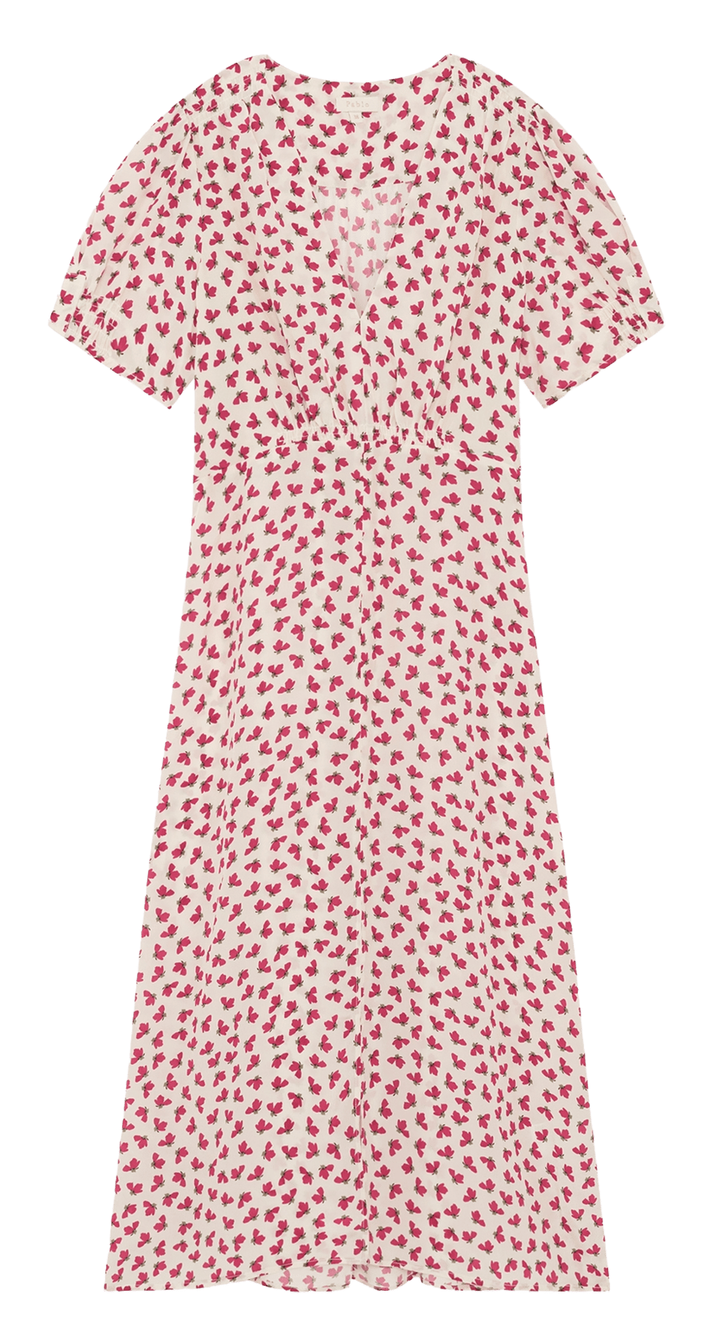 Lange jurk met V-hals en print PABLO Beige