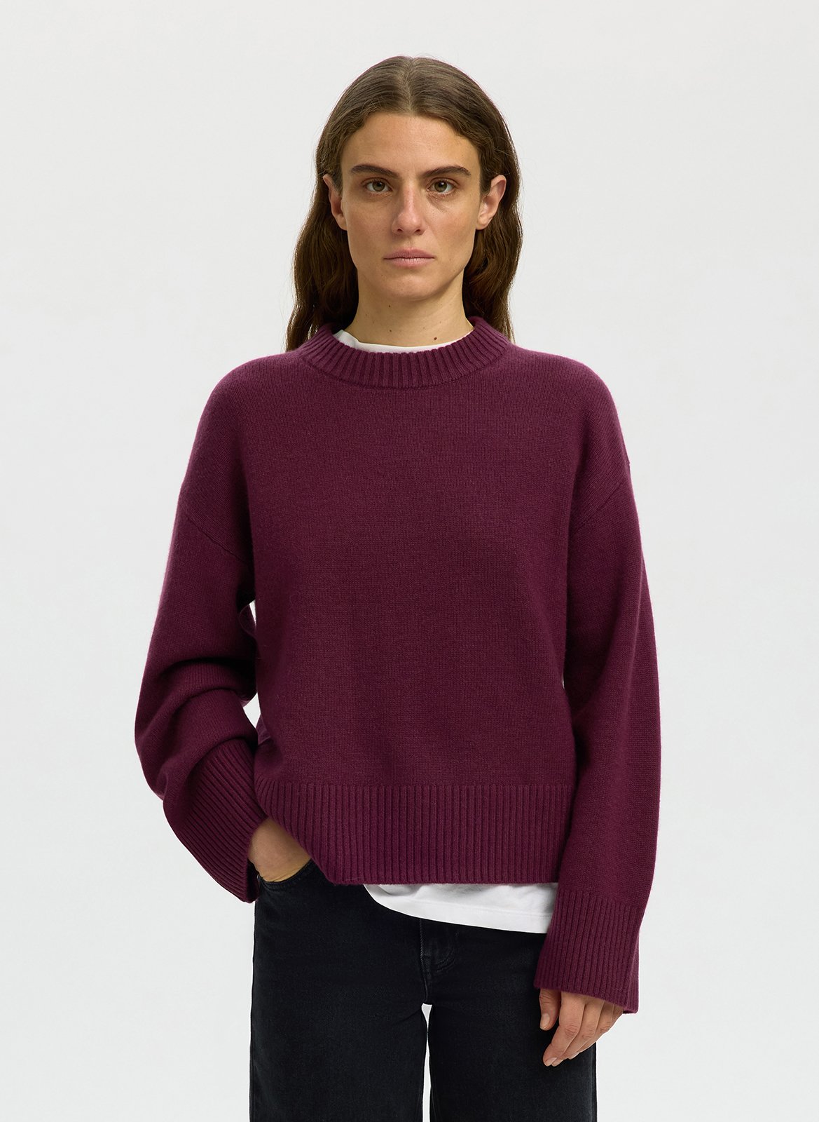 Straight wool and cashmere high-neck sweater SELECTED