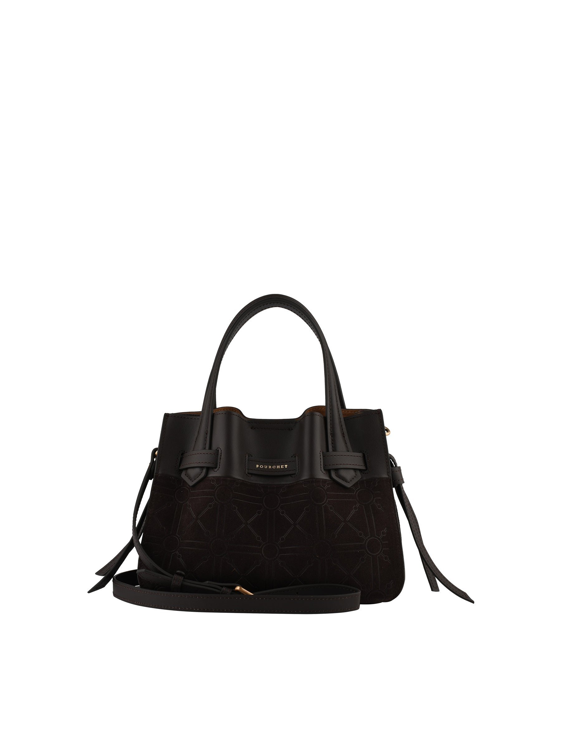 Suede and leather handbag Brown