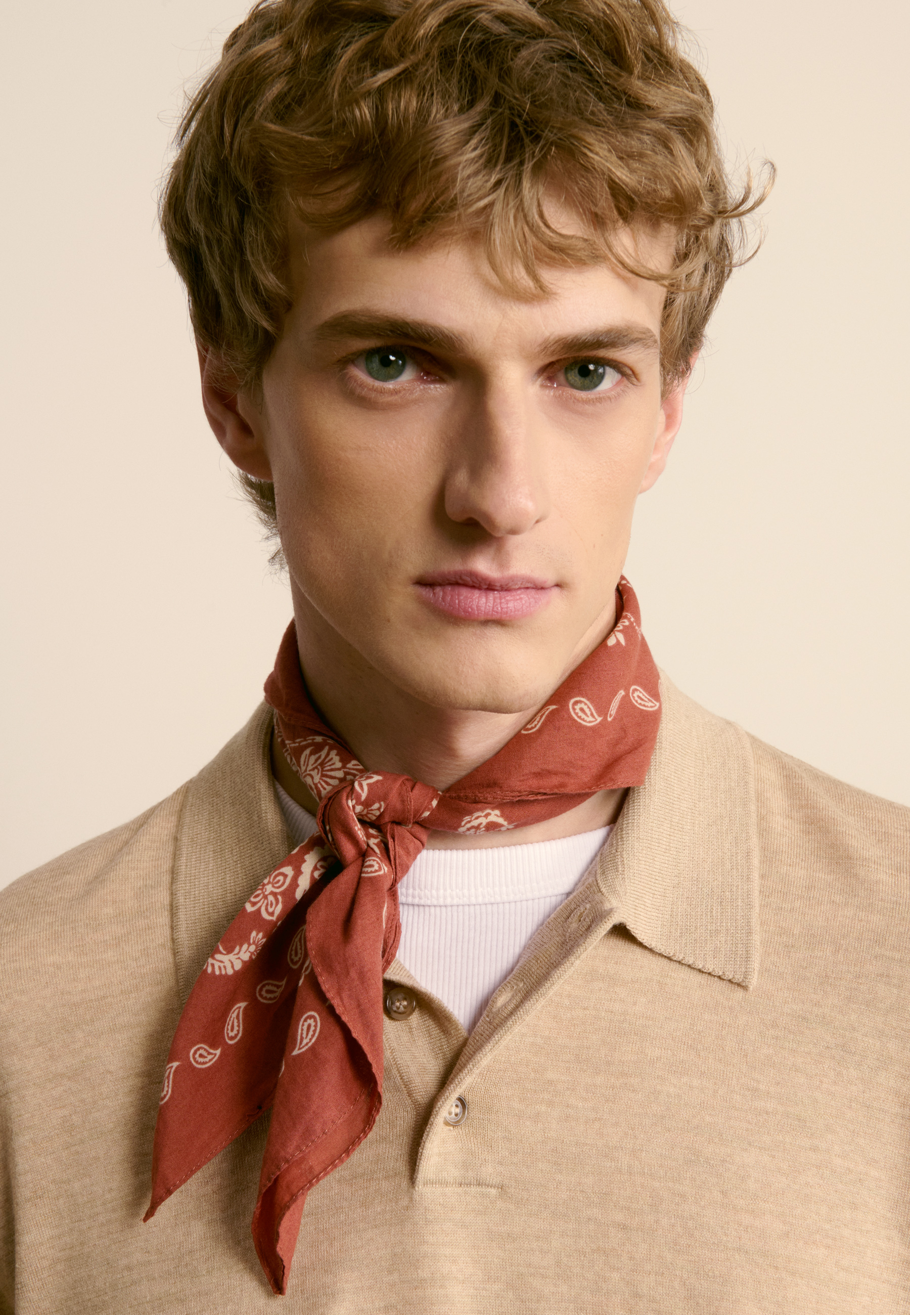 Long-sleeve Merino wool polo MAISON MONTAGUT Beige