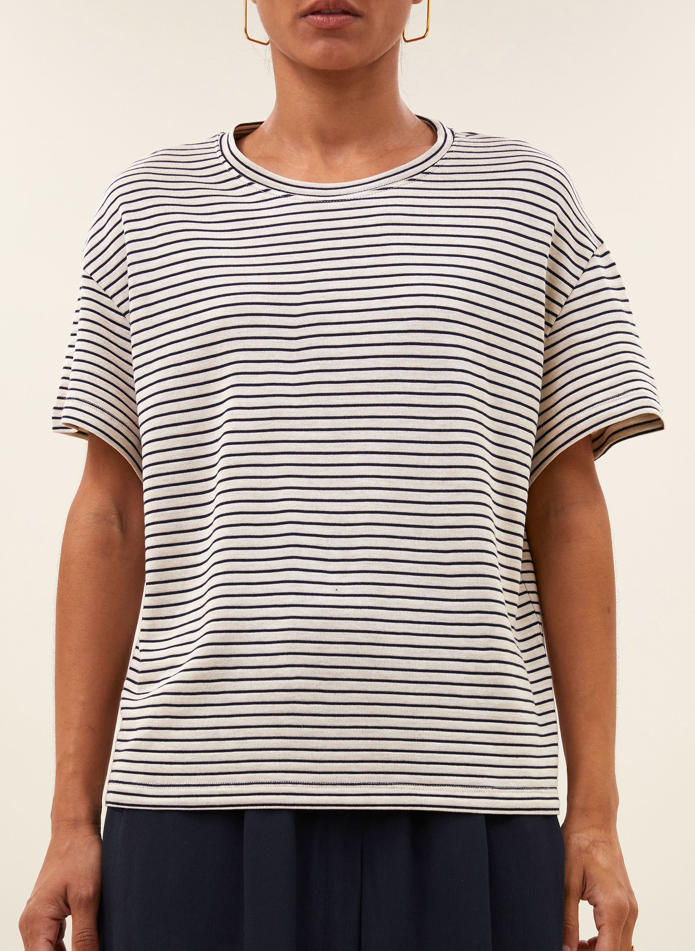 Gestreept T-shirt met ronde hals BY BAR Blauw