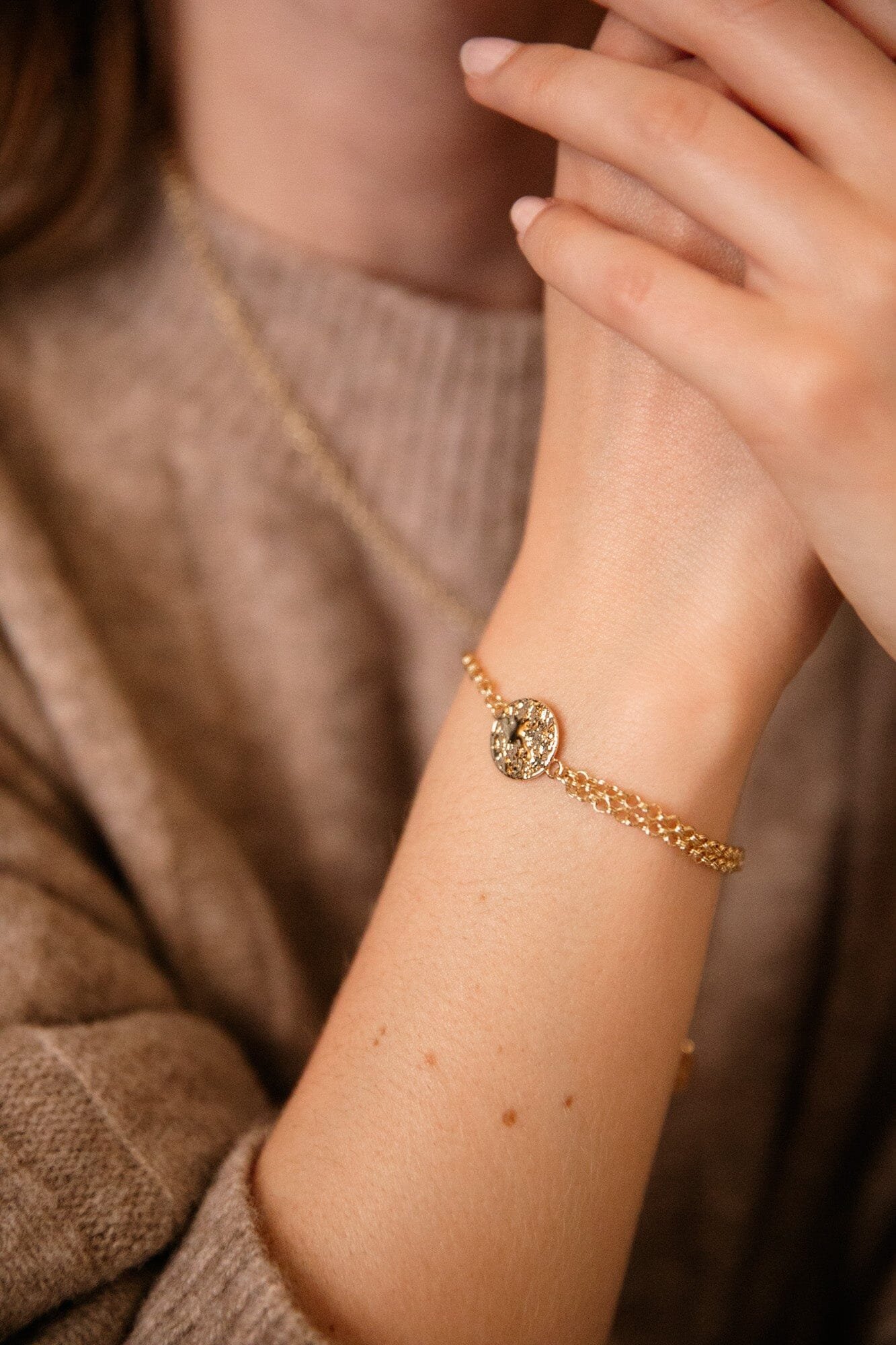 Hammered round silver-plated bracelet MONSIEUR SIMONE Silver