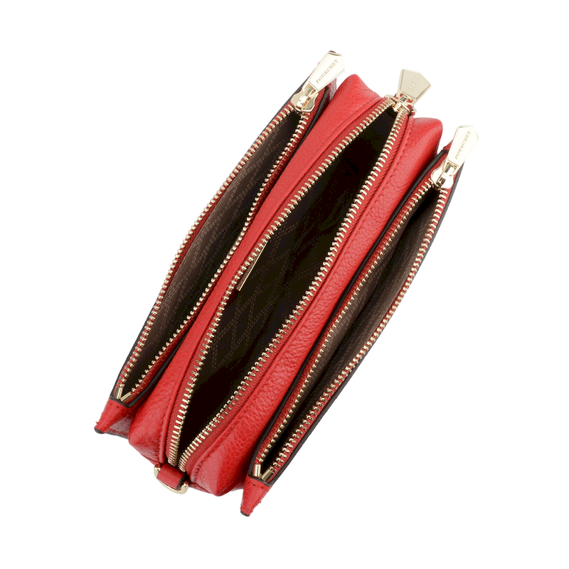 Large leather crossbody bag Red