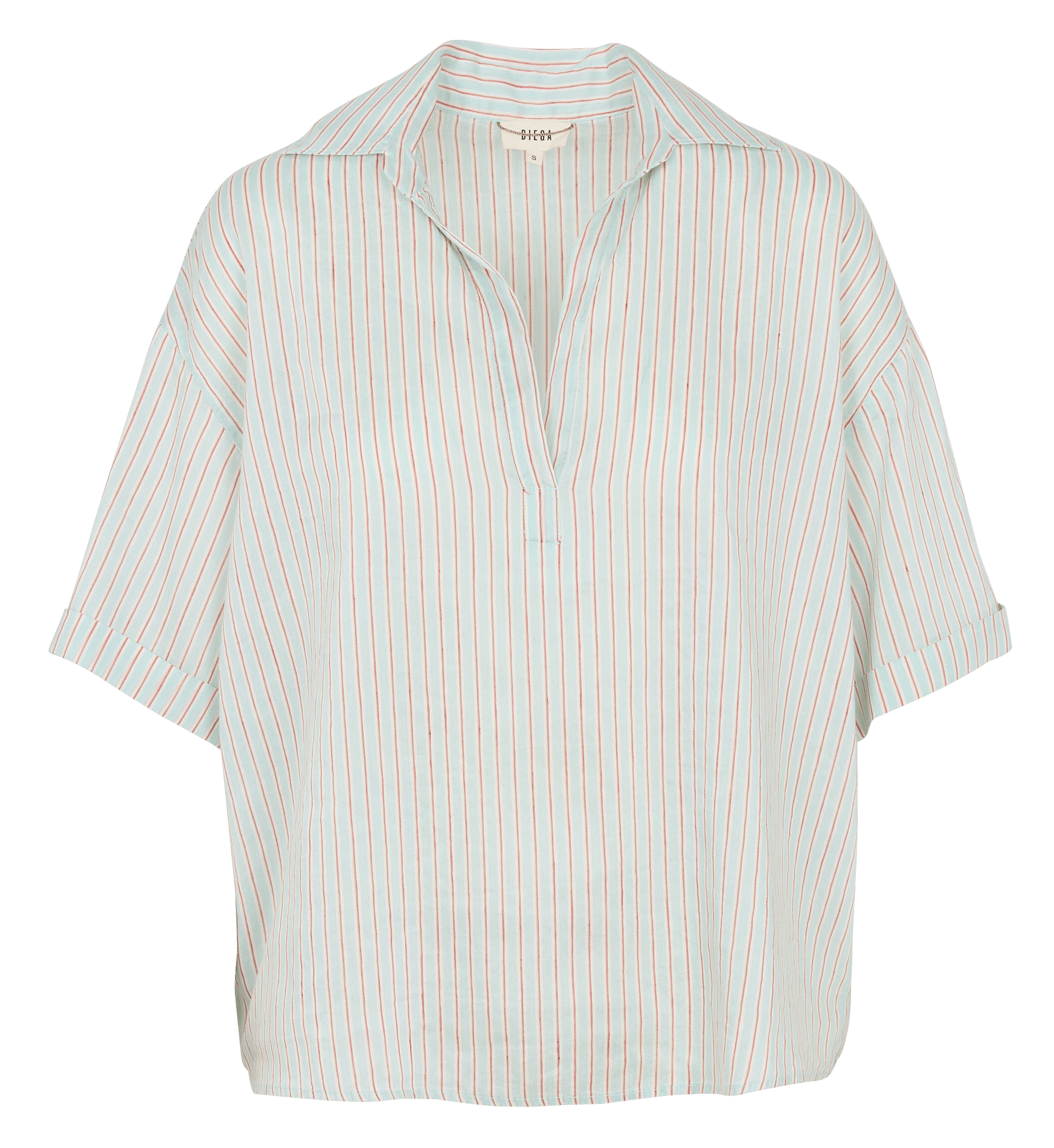 Blouse with classic collar in blended linen DIEGA Multicolored